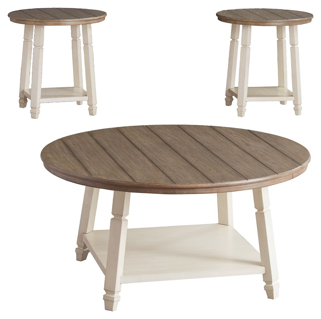 Bolanbrook - Tables d'appoint (Lot de 3) - Blanc / Brun / Beige