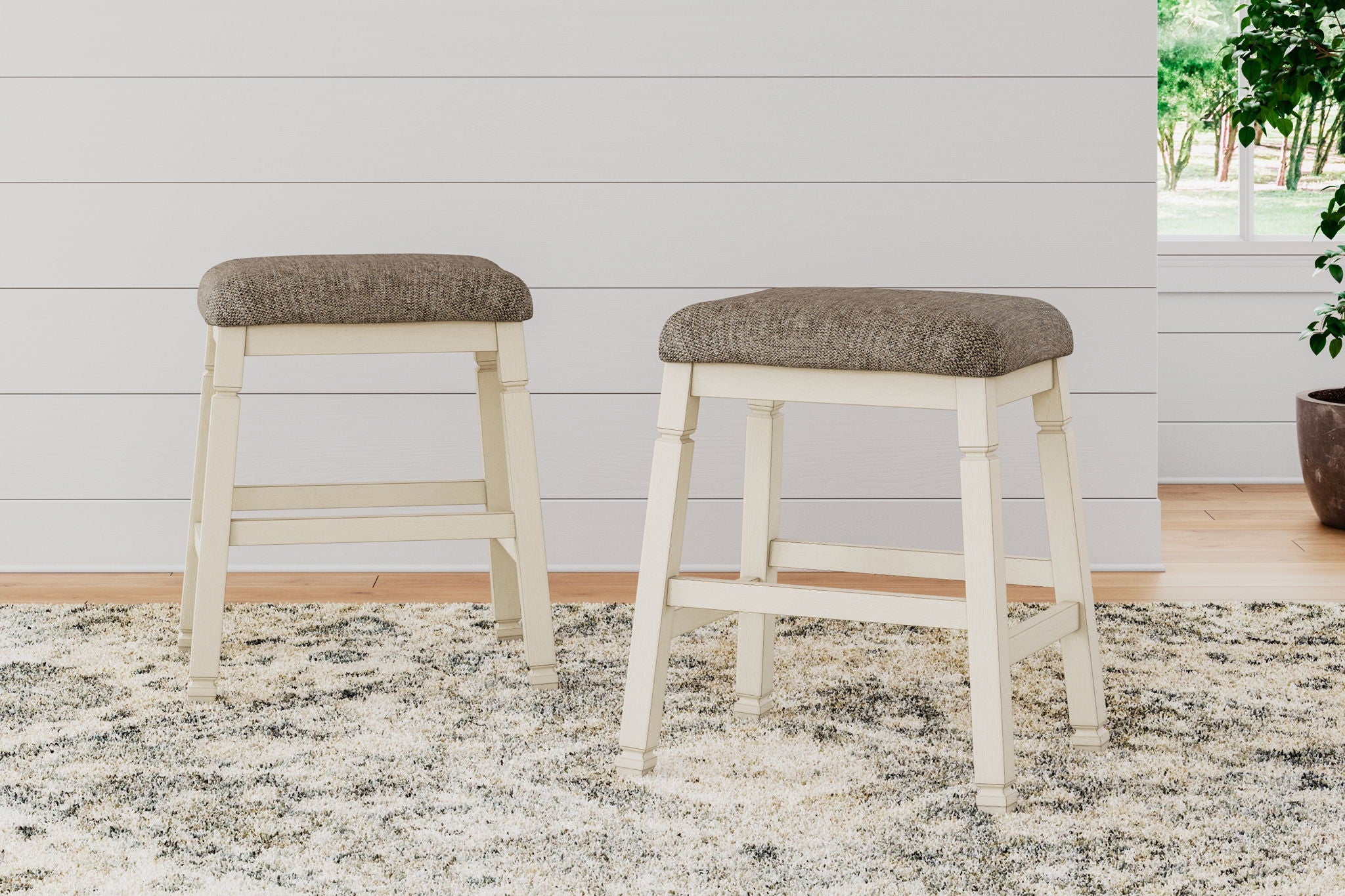 Bolanburg - Tabouret rembourré (Lot de 2) - Beige