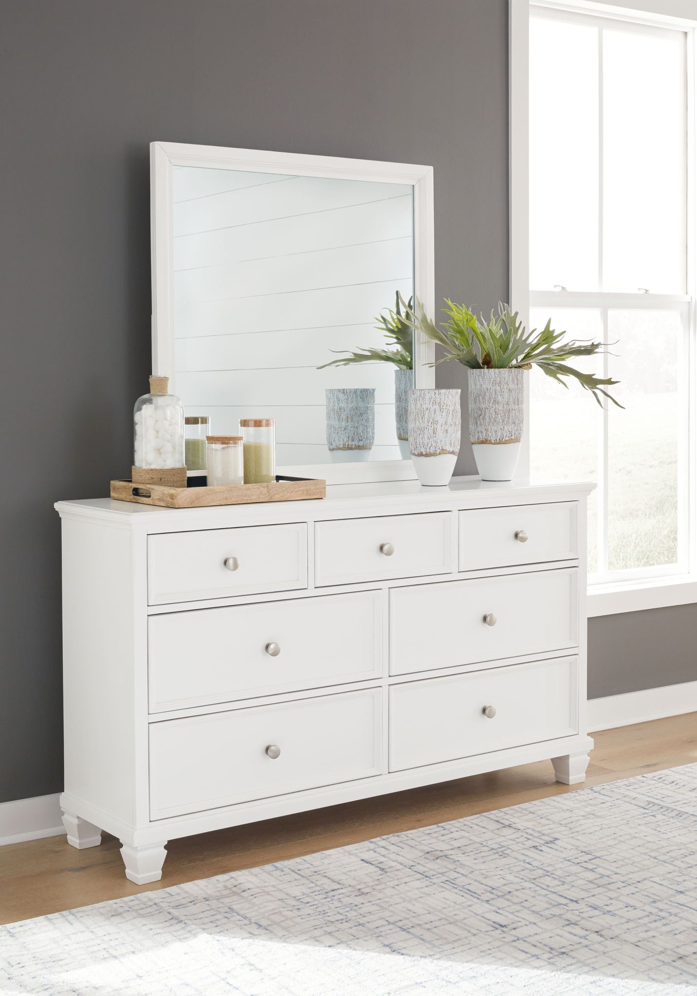 Fortman - Commode et miroir - Blanc