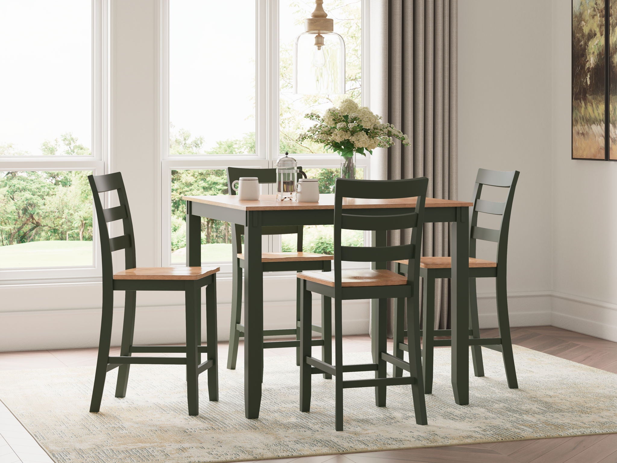 Gesthaven - Ensemble Table Haute et Chaises de Salle à Manger