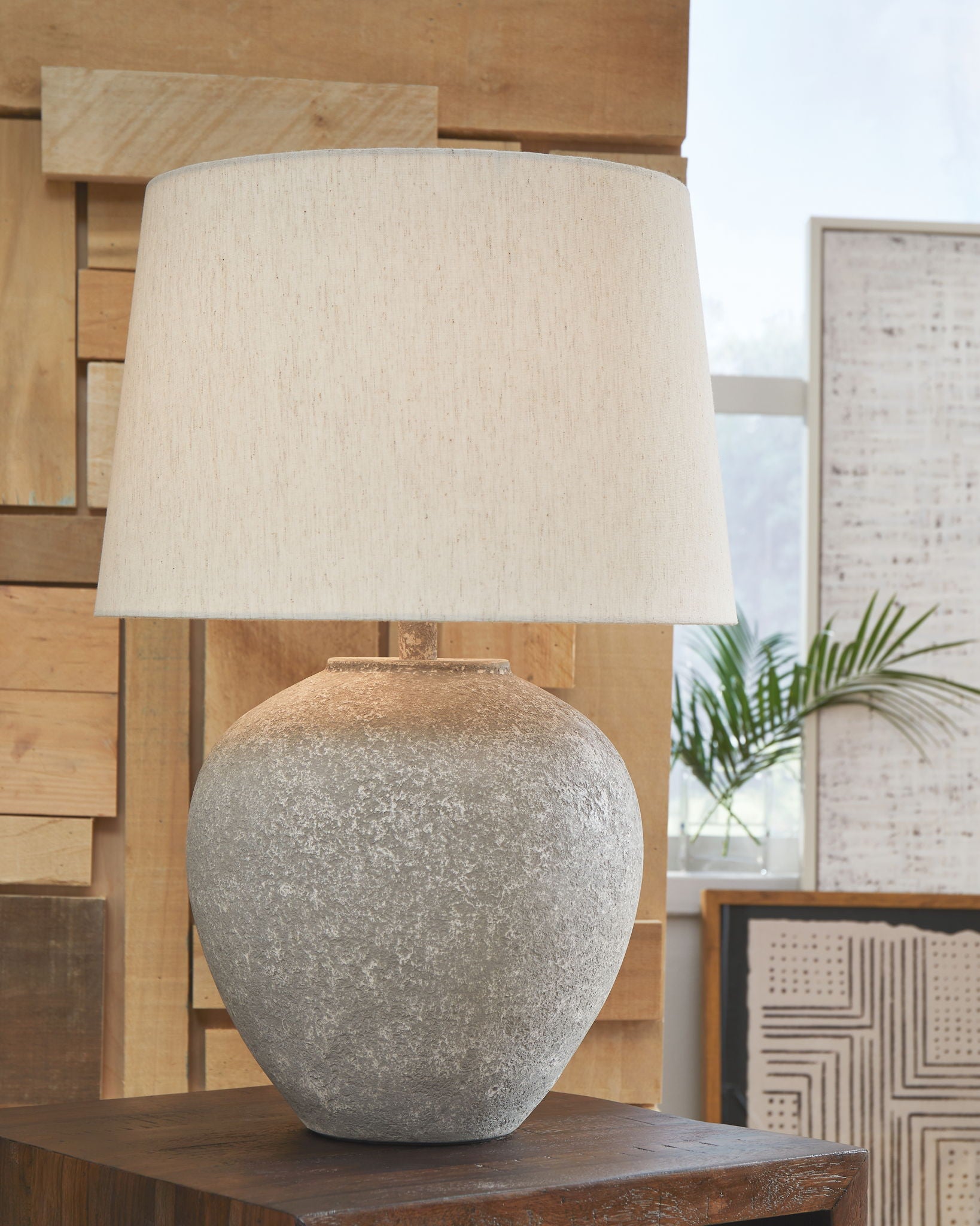 Dreward - Lampe de table en papier - Gris vieilli