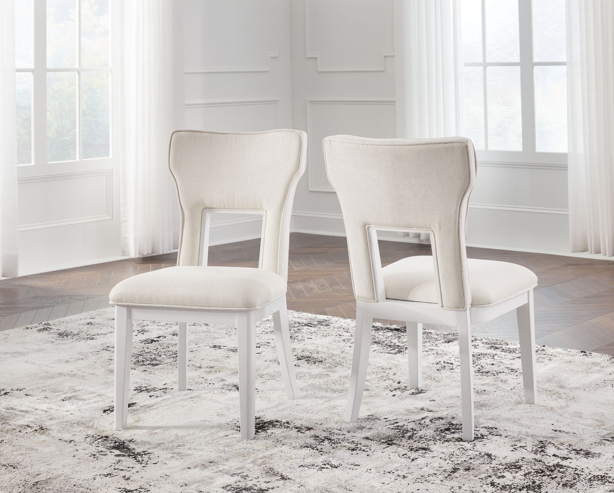 Chalanna - Chaise de salle à manger capitonnée (Lot de 2) - Blanc