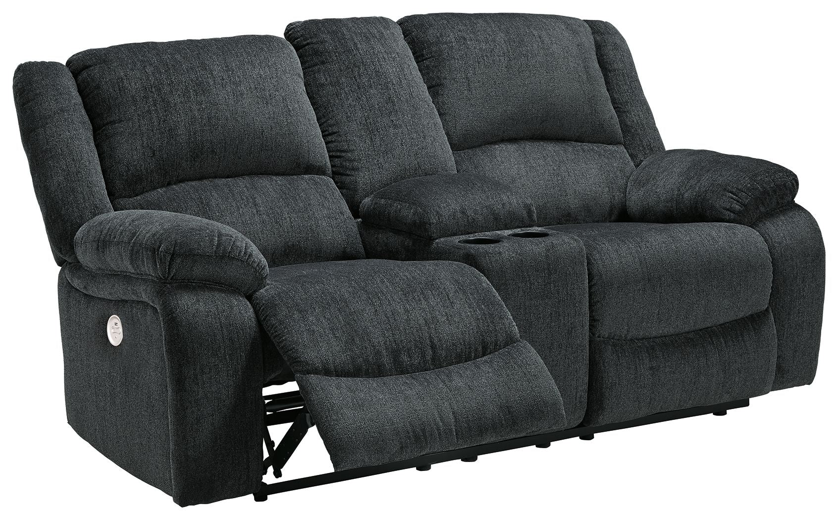 Draycoll - Canapé inclinable électrique double avec console - Tissu - Ardoise