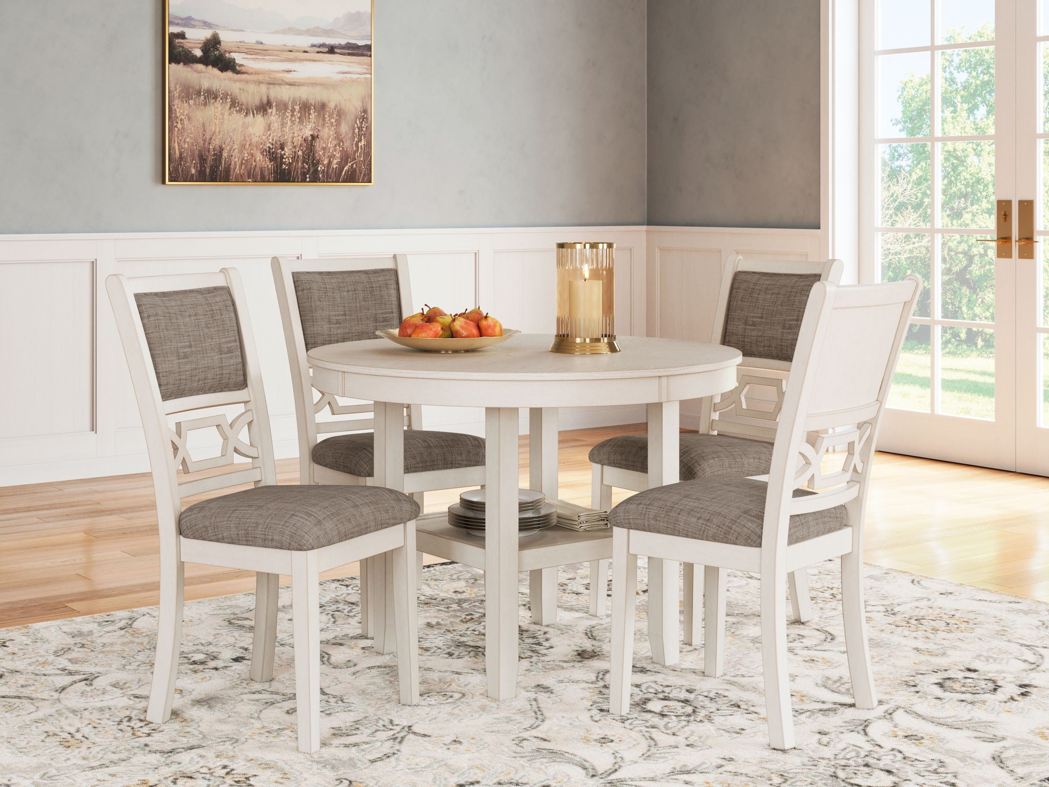 Erinberg - Ensemble table et chaises de salle à manger (5 pièces) - Blanc antique