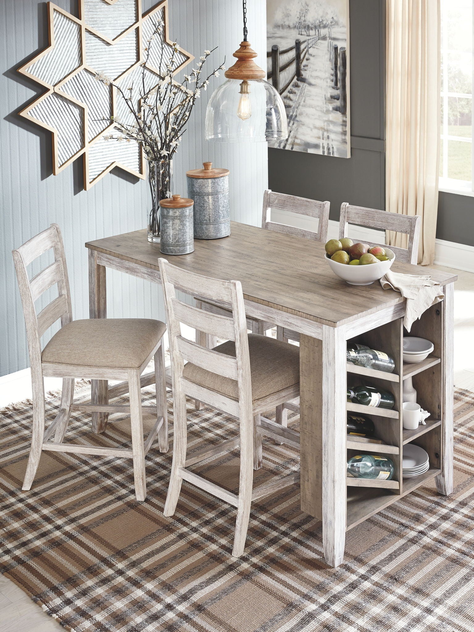 Skempton - Table de comptoir rectangulaire avec rangement