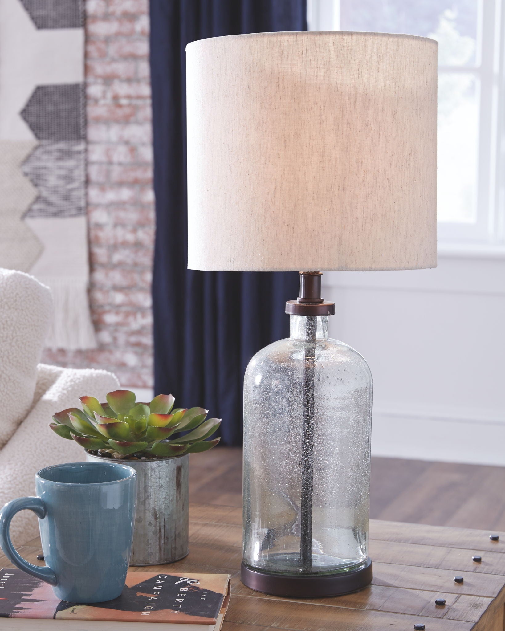 Lampe de table Bandile en verre - Finition transparente / bronze