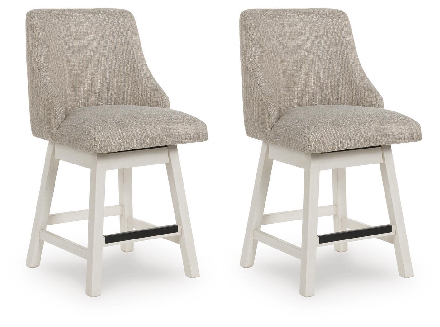 Robbinsdale - Tabouret de bar pivotant à dossier incurvé et rembourré (lot de 2) - Blanc antique