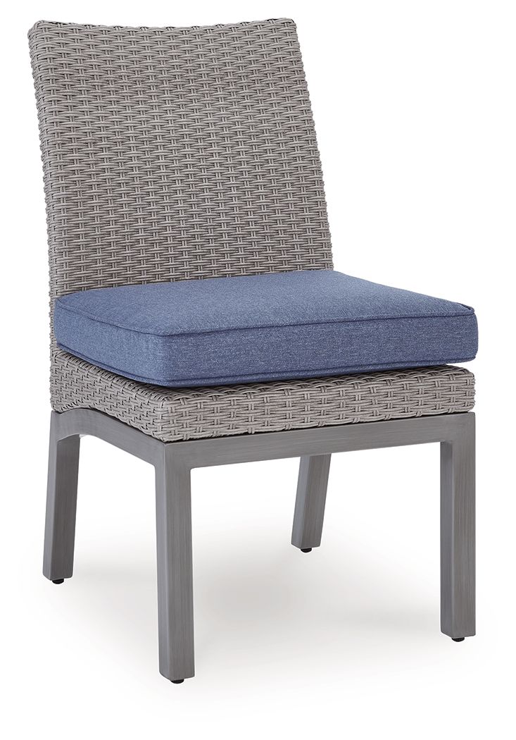 Chaise de plage Half Moon avec coussin (lot de 2) - Bleu/Gris
