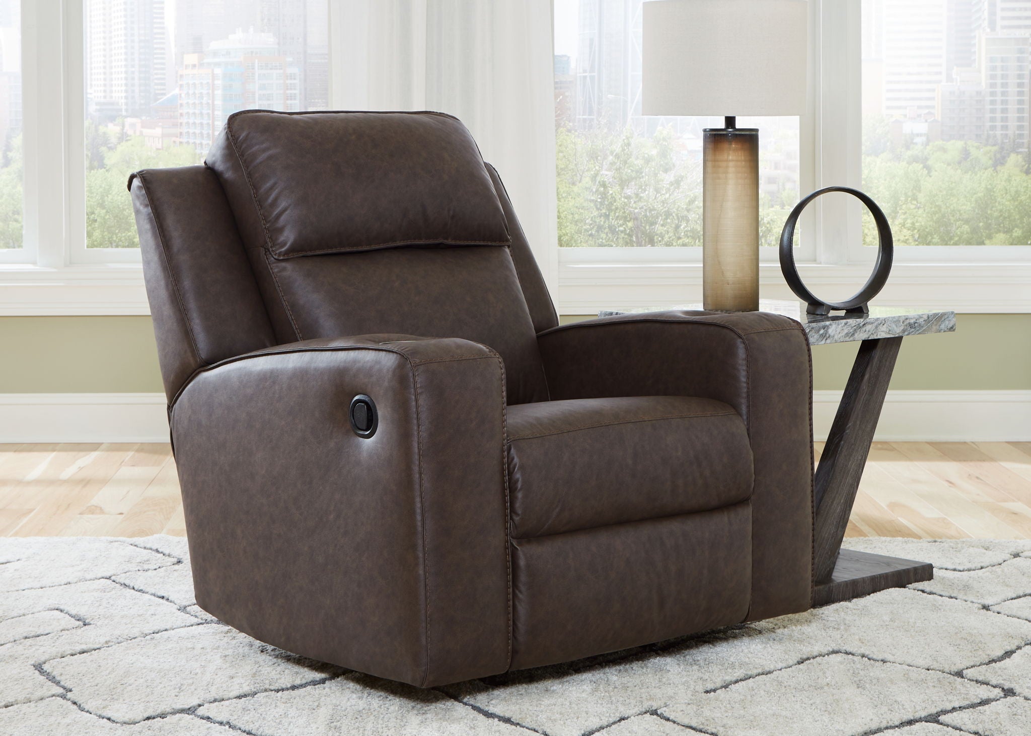 Lavenhorne - Fauteuil inclinable à bascule - Similicuir - Granite