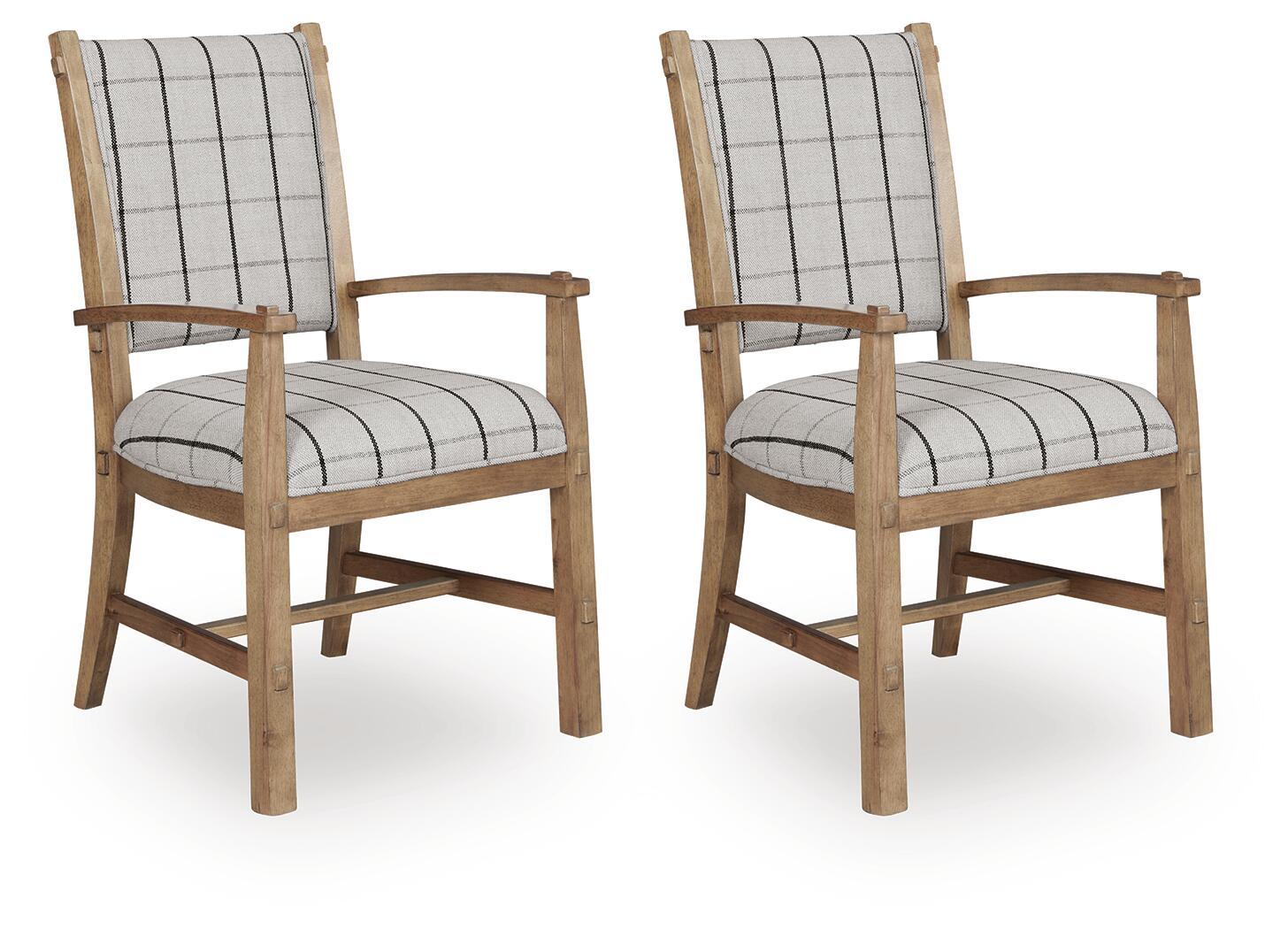 Ridgester - Chaise de salle à manger rembourrée avec accoudoirs (lot de 2) - Marron clair