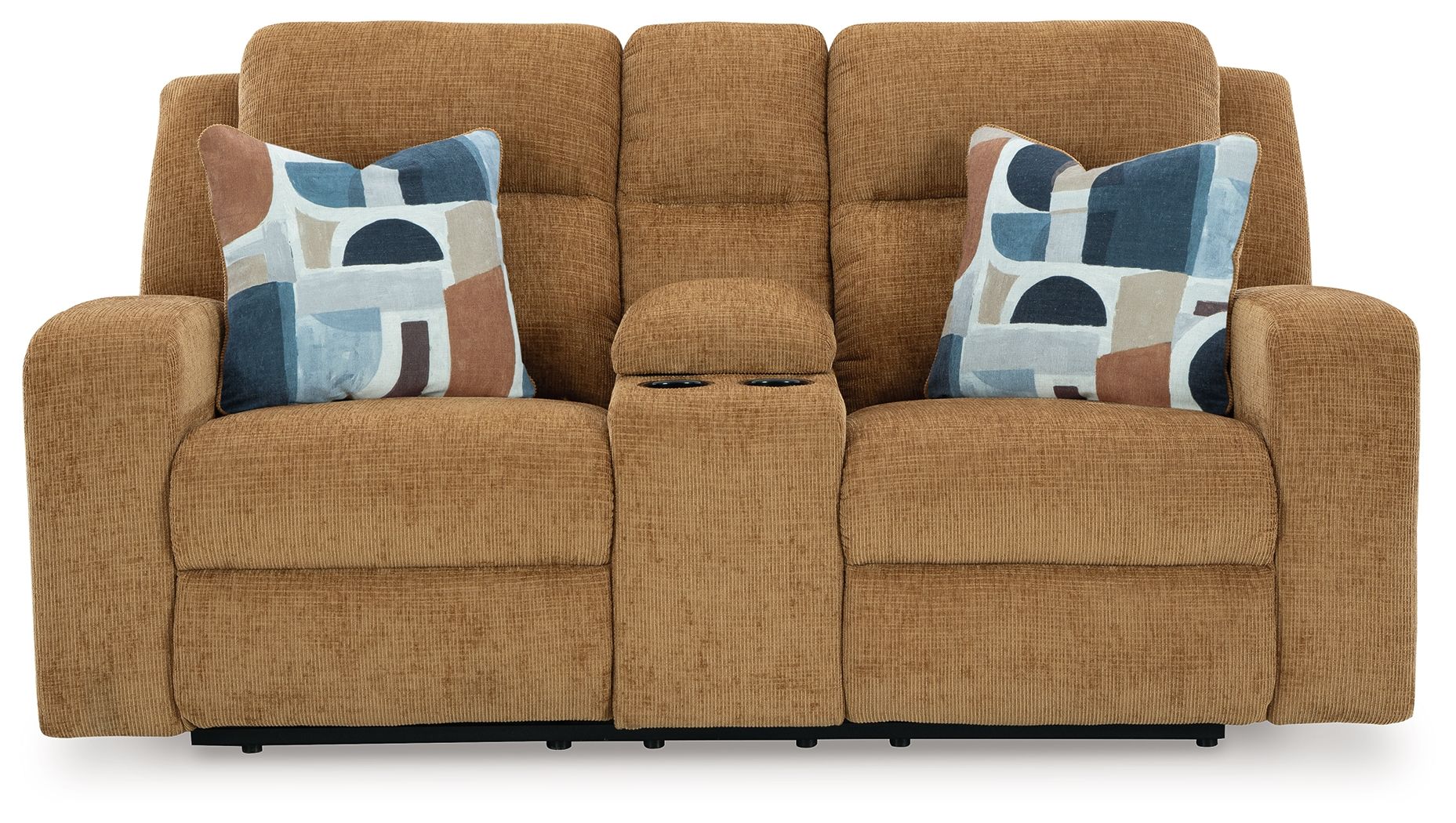Kanlow - Causeuse inclinable double avec console - Tissu - Miel