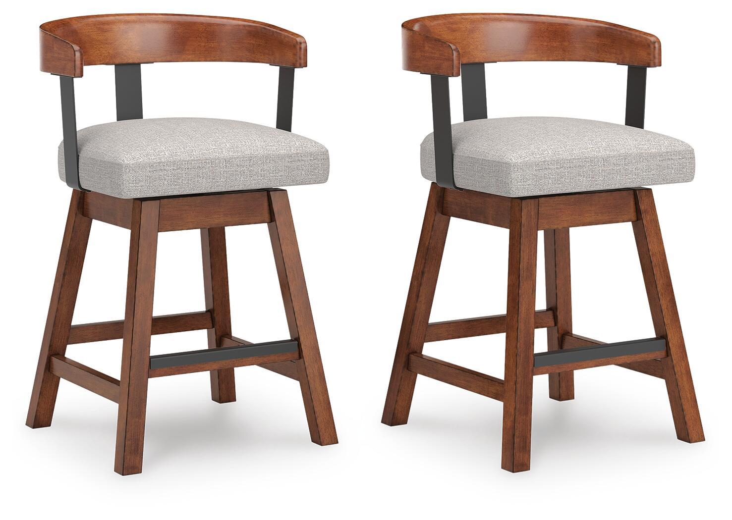 Ralene - Tabouret de bar pivotant rembourré (Lot de 2) - Brun moyen