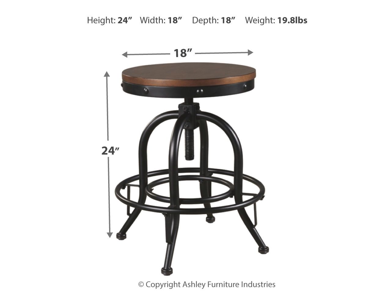 Valebeck - Swivel Barstool (Set of 2) - Brown / Black