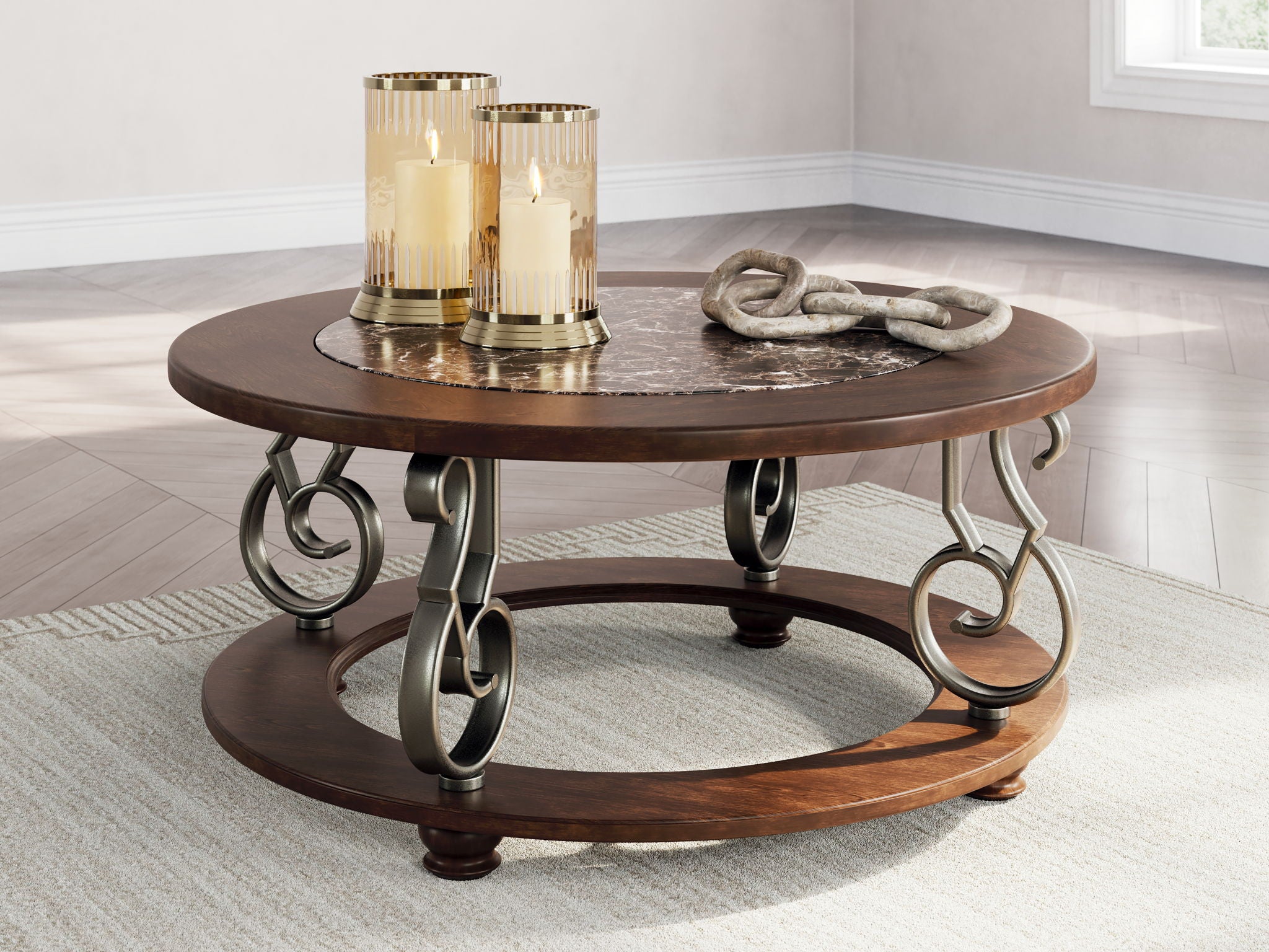 Frallyn - Table Basse Ronde - Marron Foncé
