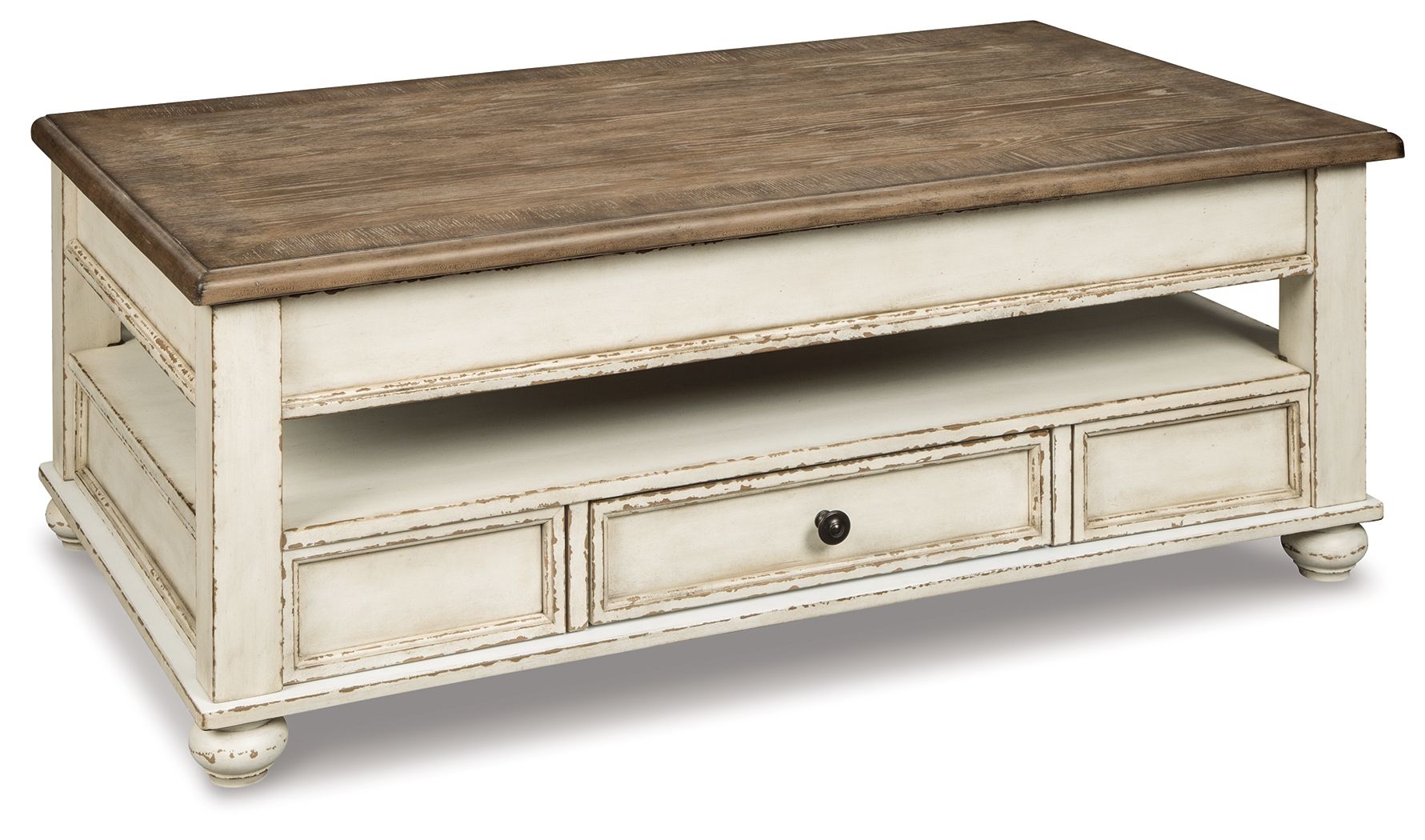 Realyn - Table Basse Relevable - Blanc / Brun