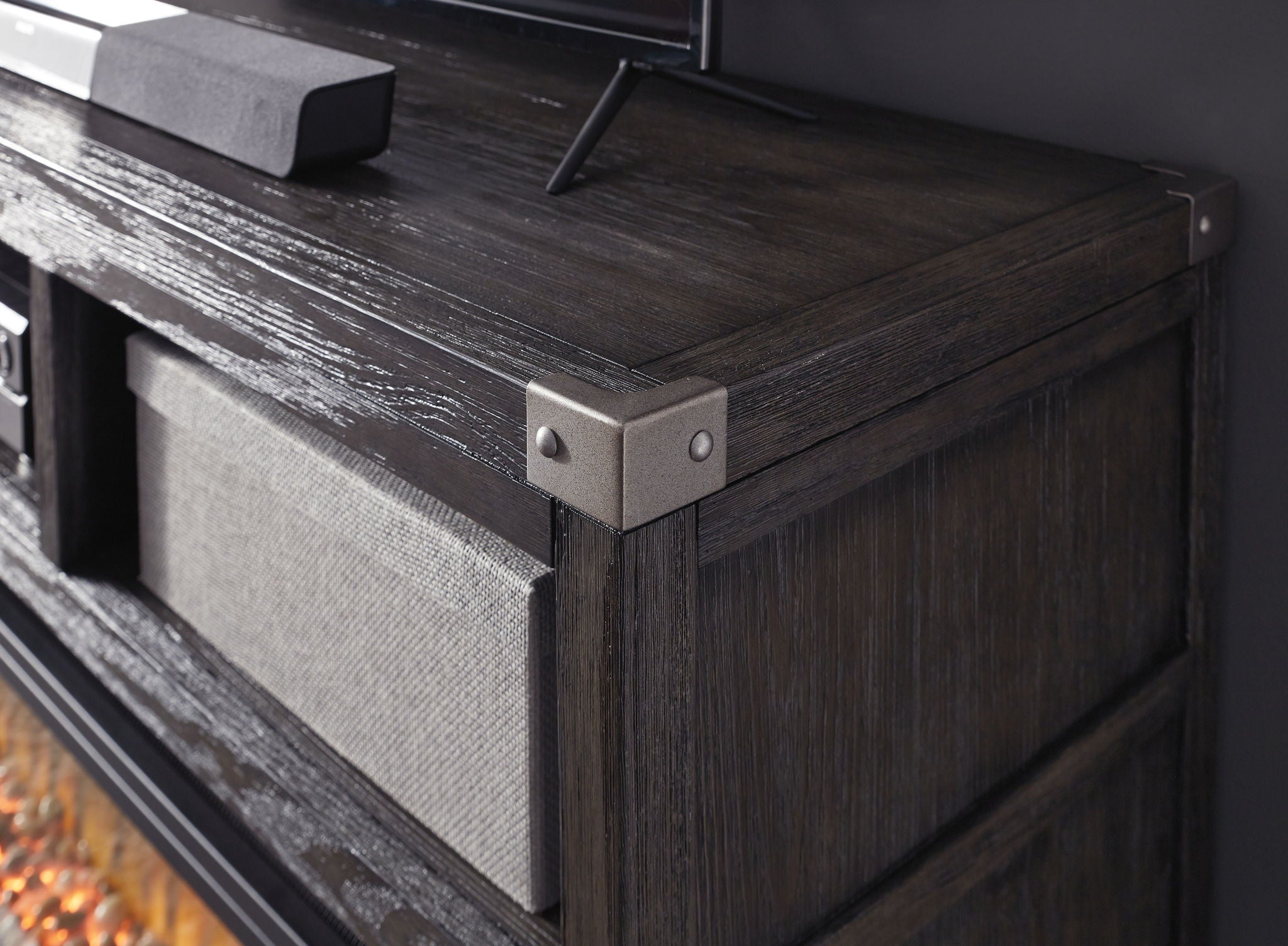 Todoe - Meuble TV LG avec option foyer - Gris