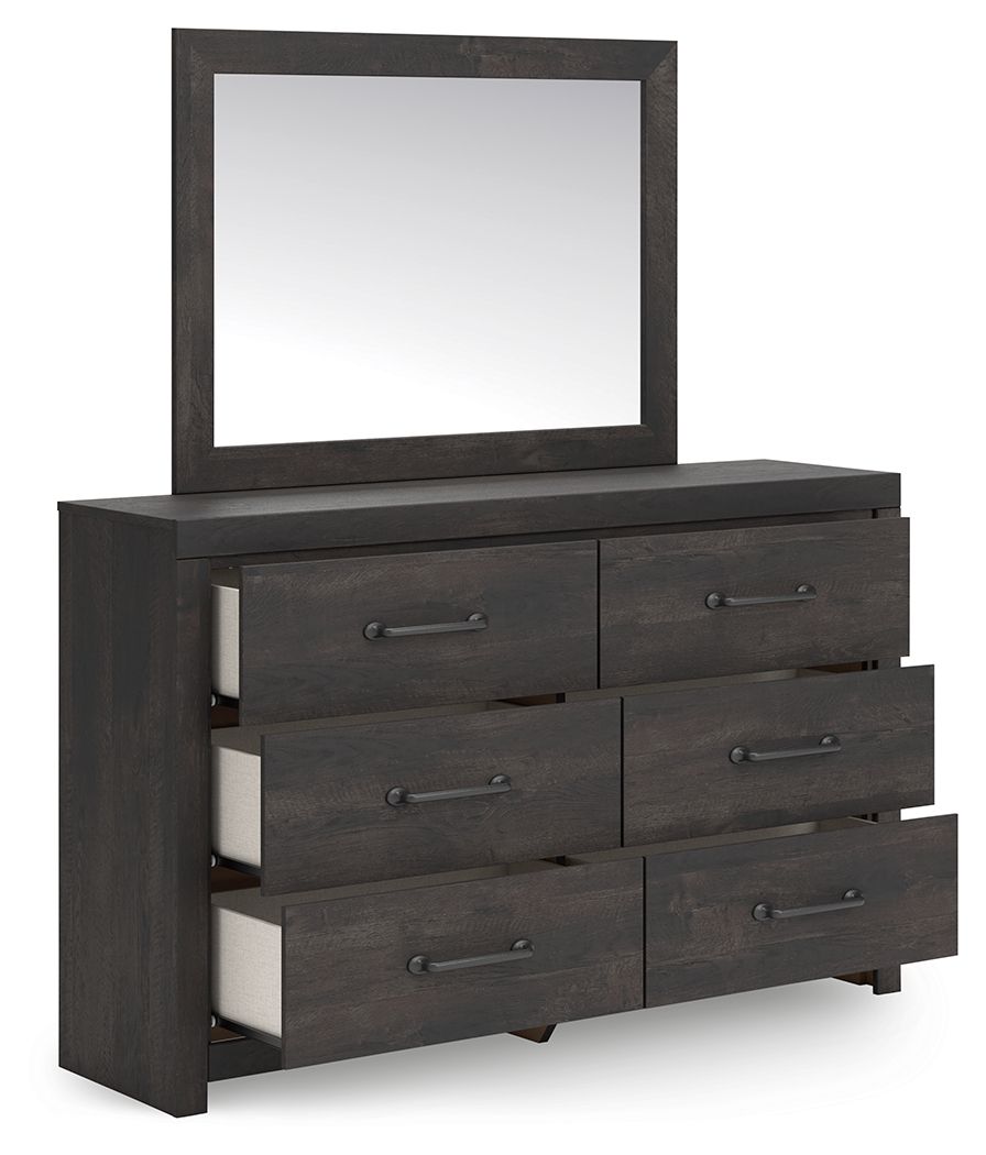 Hollivern - Commode et miroir - Gris foncé