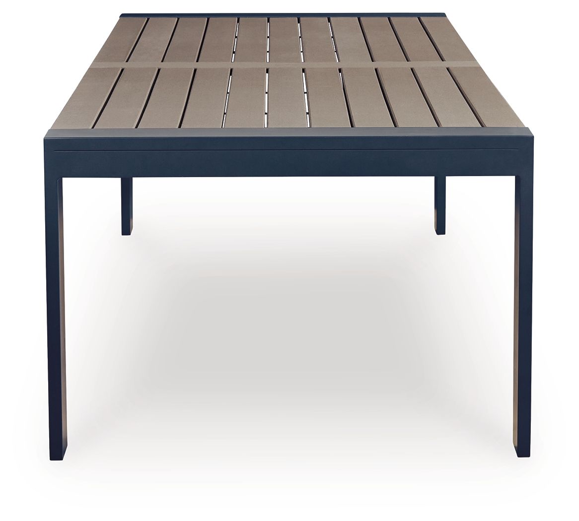 East Beach - Table à manger rectangulaire avec option parasol - Bleu