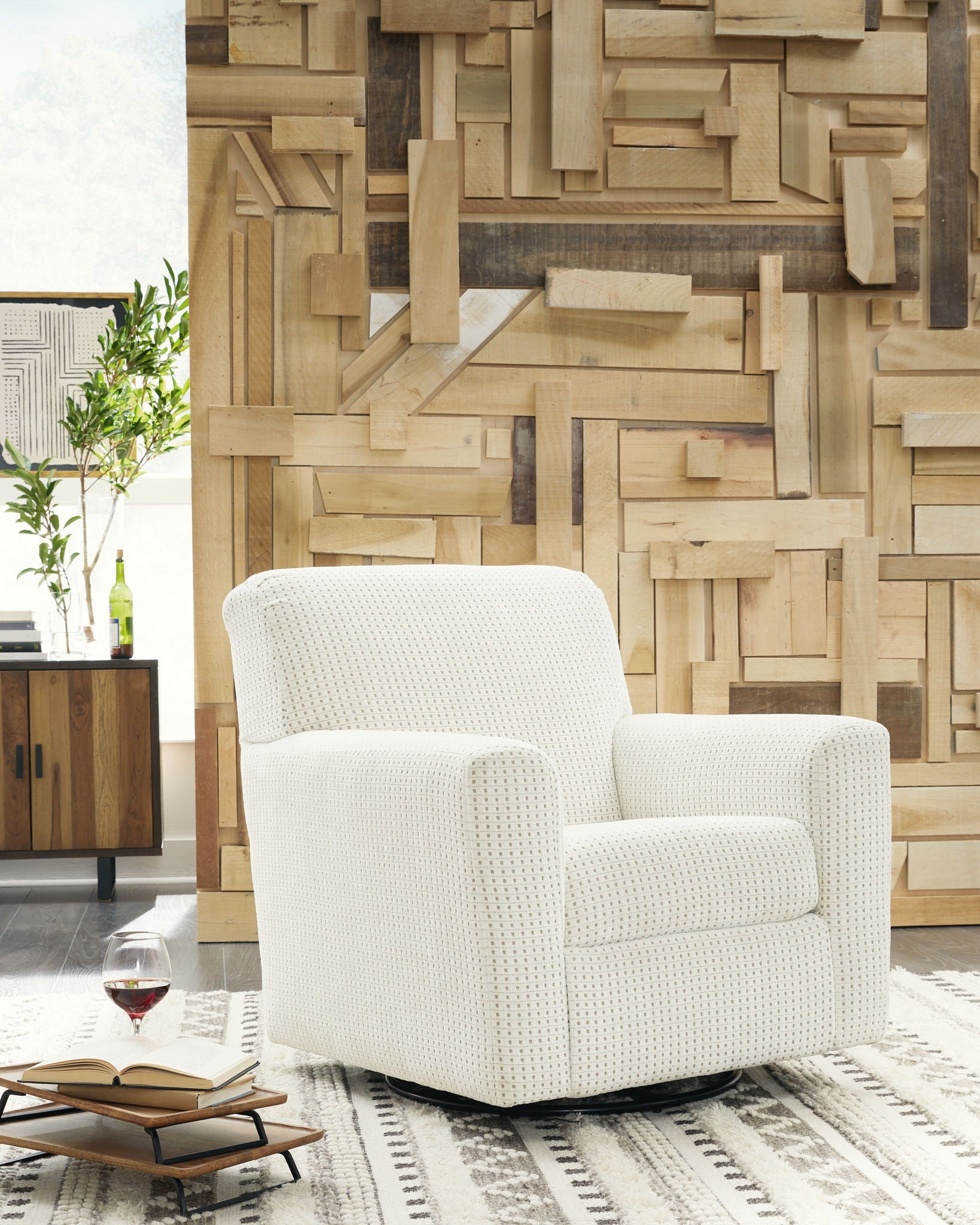 Herstow - Fauteuil d'appoint pivotant et inclinable - Tissu - Ivoire