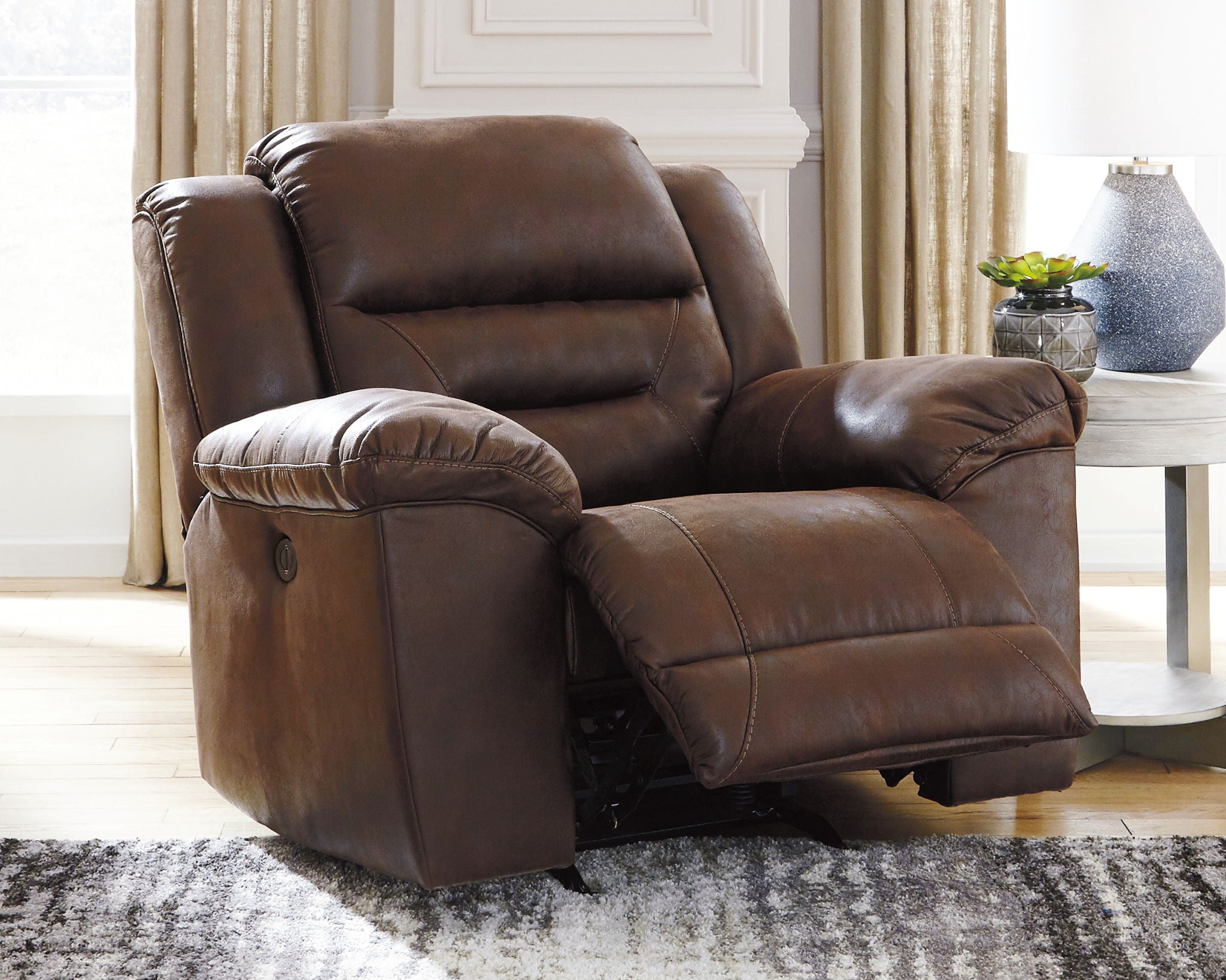 Stoneland - Fauteuil inclinable motorisé - Similicuir - Chocolat