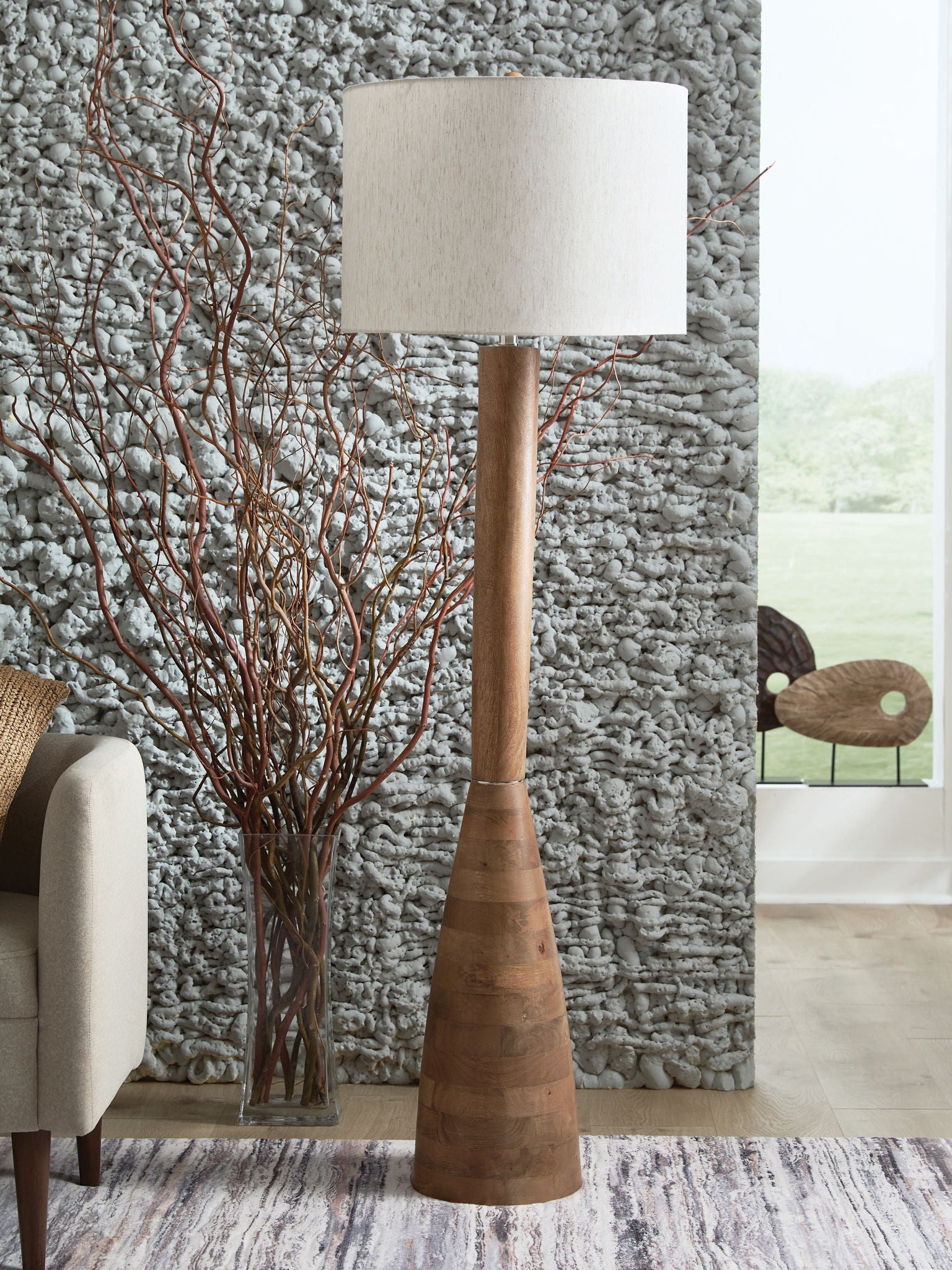 Ailsa - Lampadaire en bois - Marron naturel