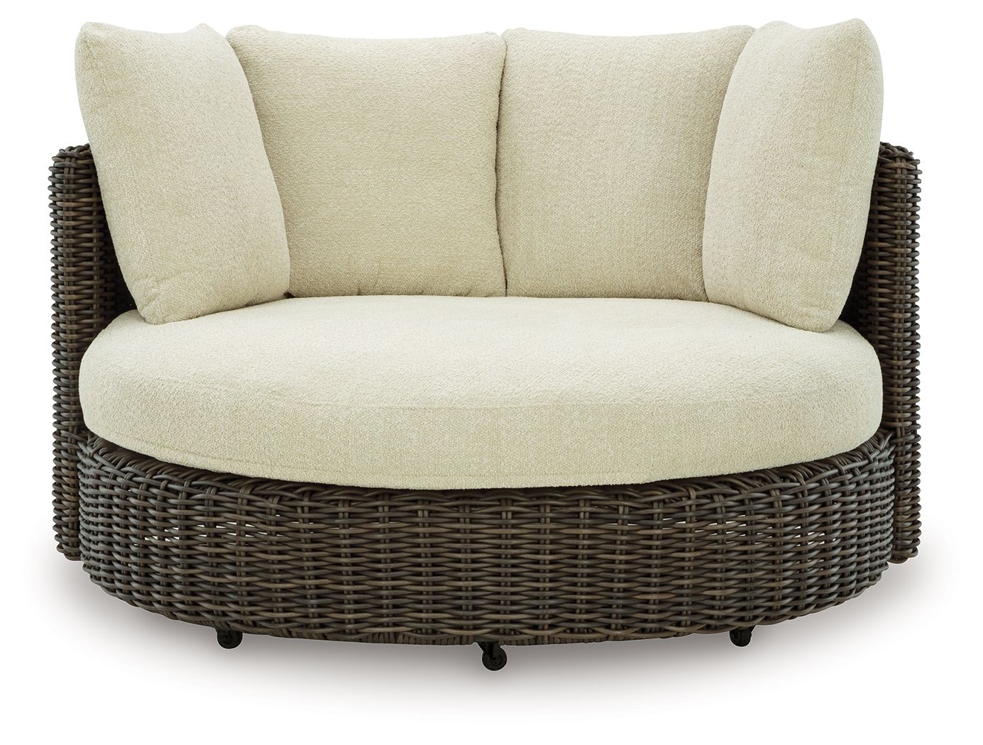 Kimora - Fauteuil pivotant avec coussin - Beige / Marron foncé