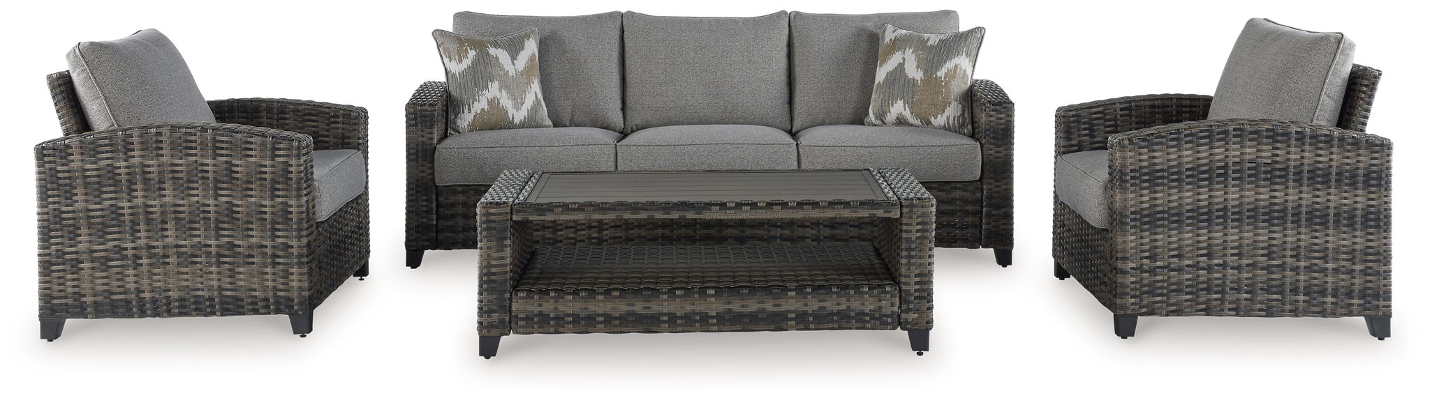 Oasis Court - Canapé, chaises, table (ensemble de 4) - Gris