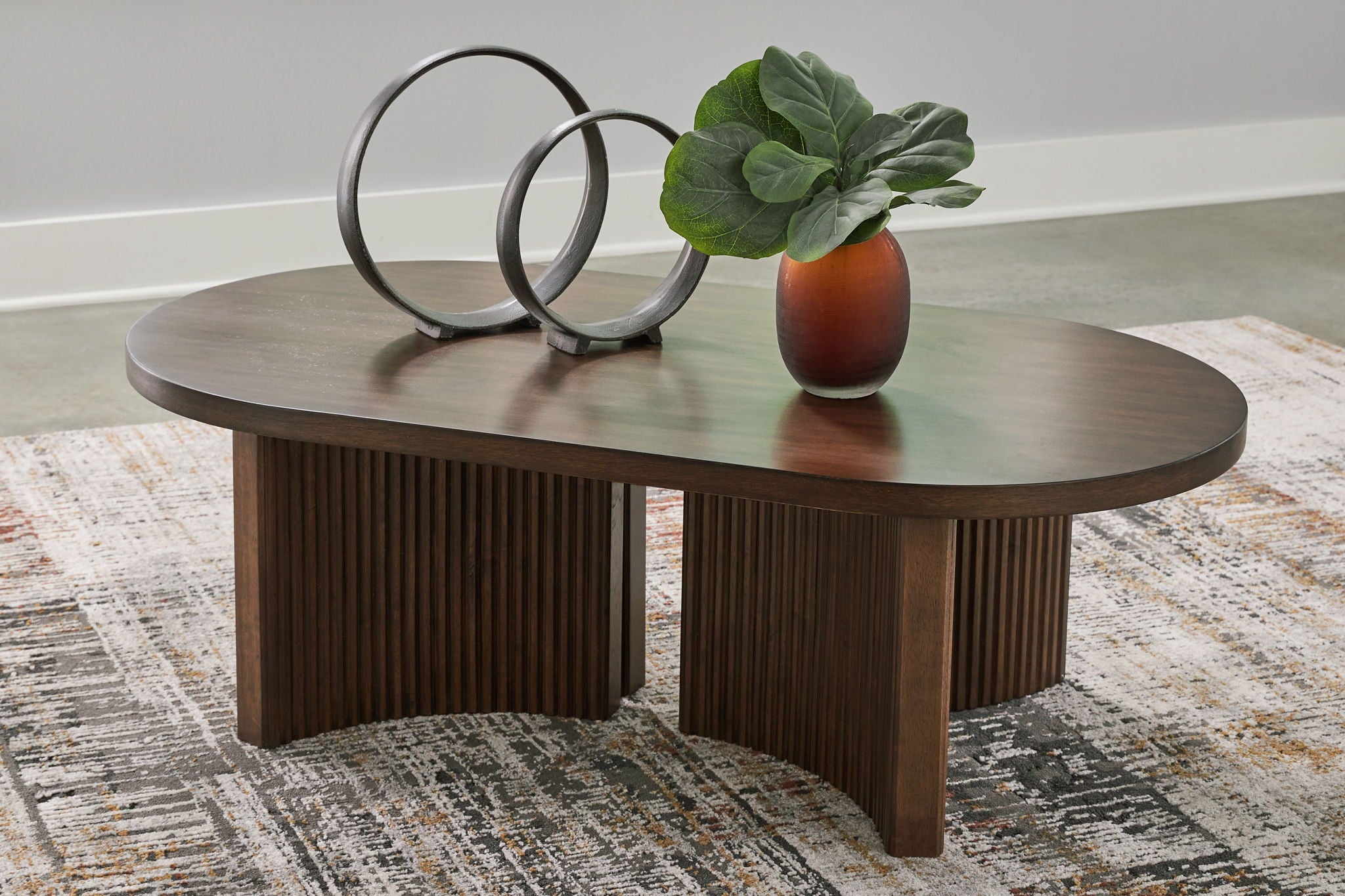 Korestone - Table basse ovale - Brun foncé