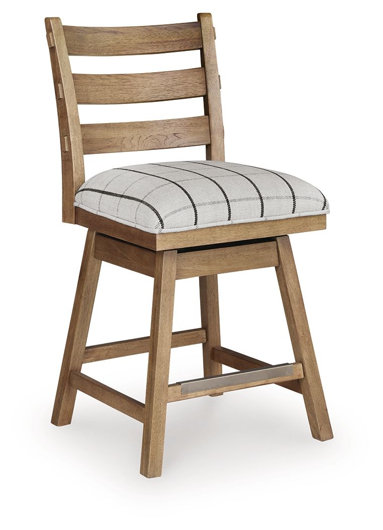 Ridgester - Tabouret de bar pivotant rembourré (Lot de 2) - Marron clair