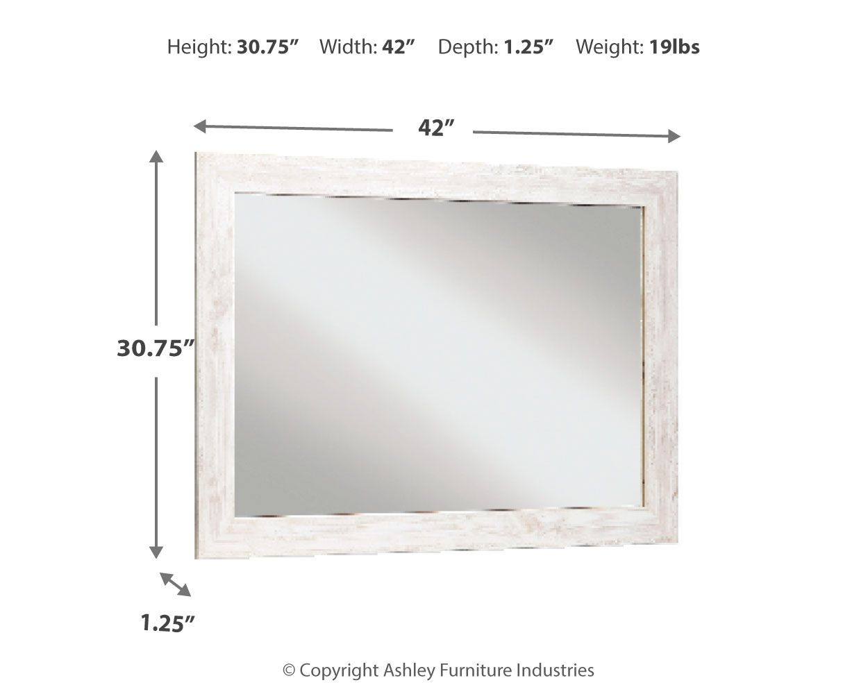 Paxberry - Miroir d'appoint de chambre - Blanc délavé