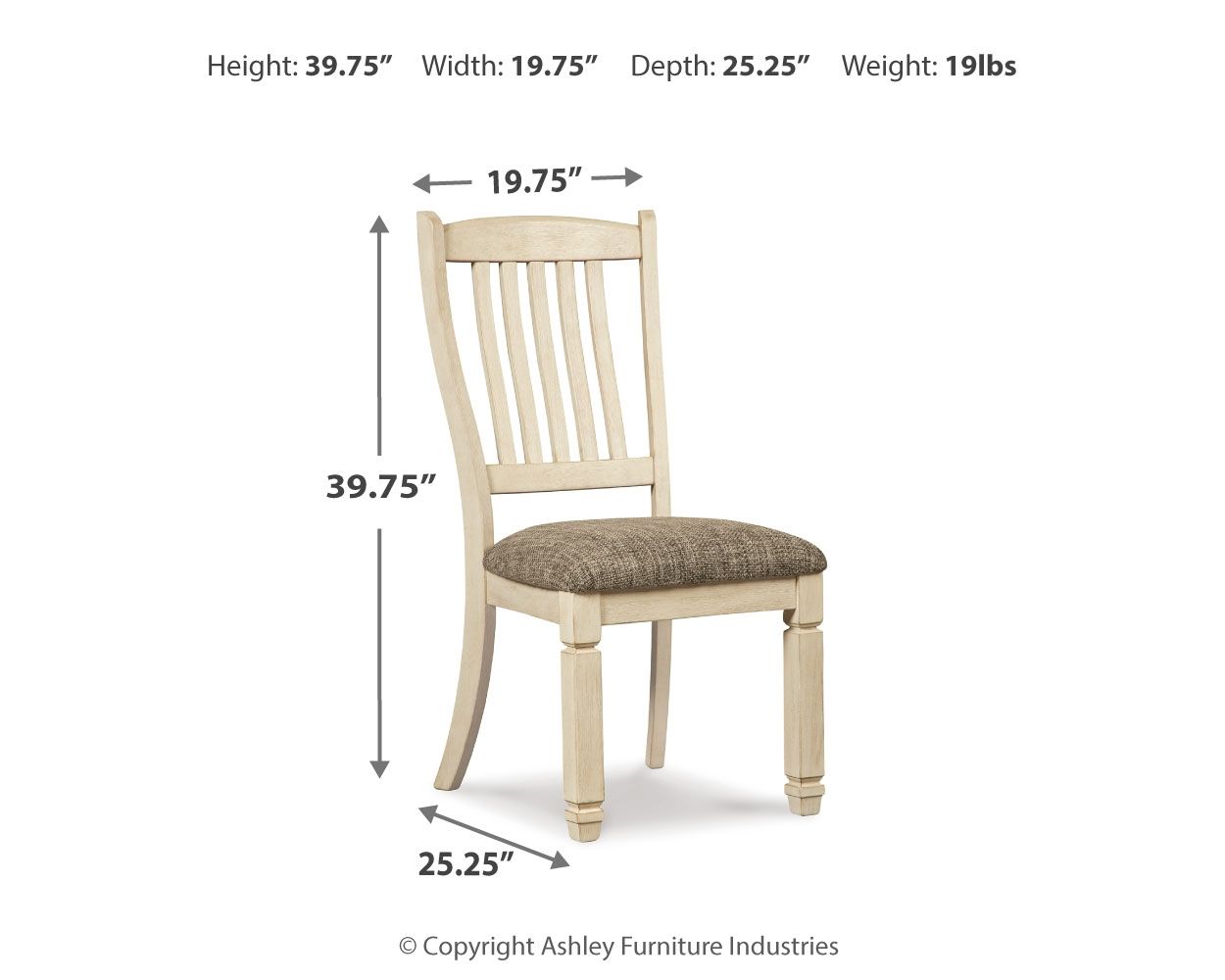Bolanburg - Chaise de salle à manger latérale UPH (lot de 2) - Dossier à barreaux - Marron / Beige