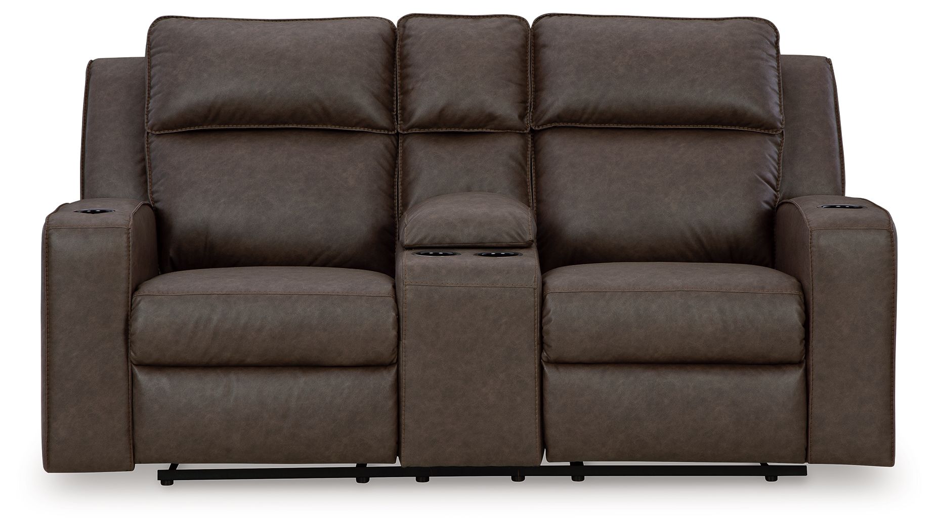 Lavenhorne - Dbl Reclining Loveseat W/Console - Faux Leather - Granite