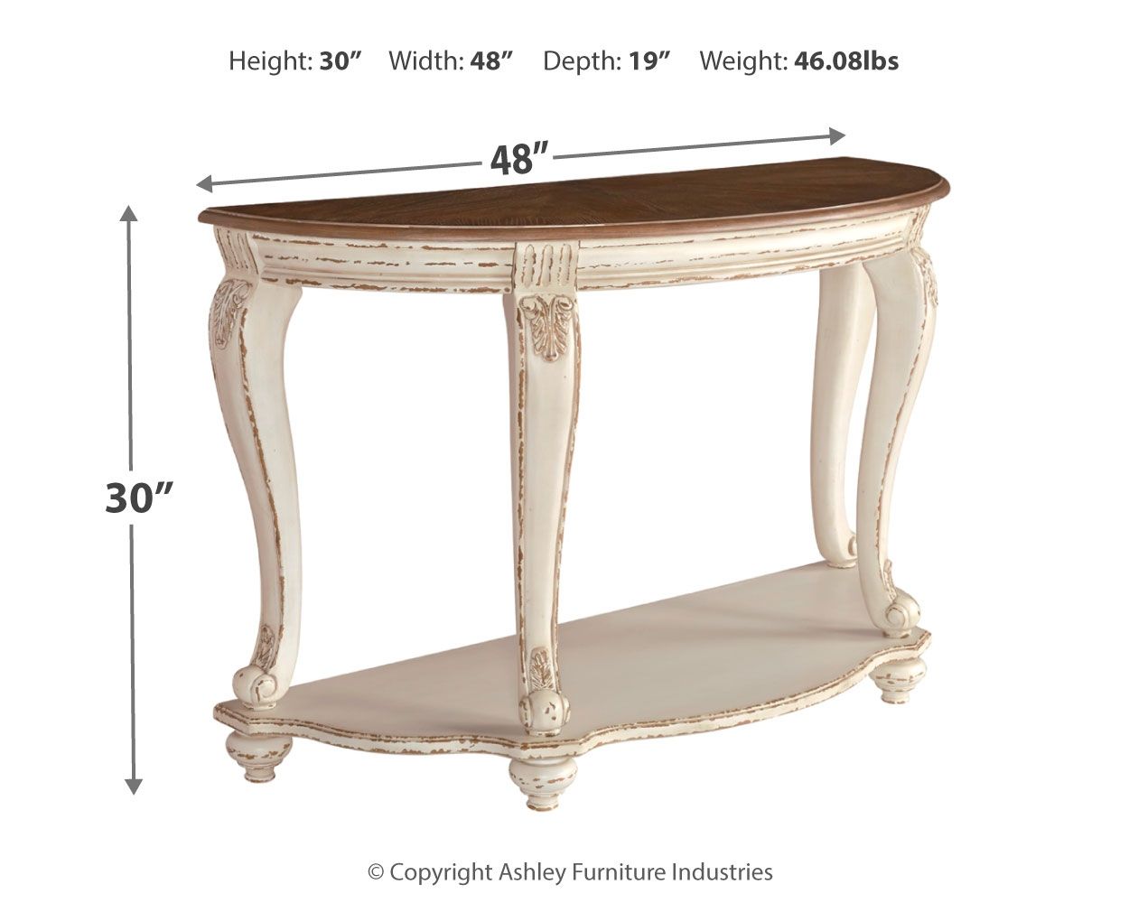 Realyn - Table console - Blanc / Brun