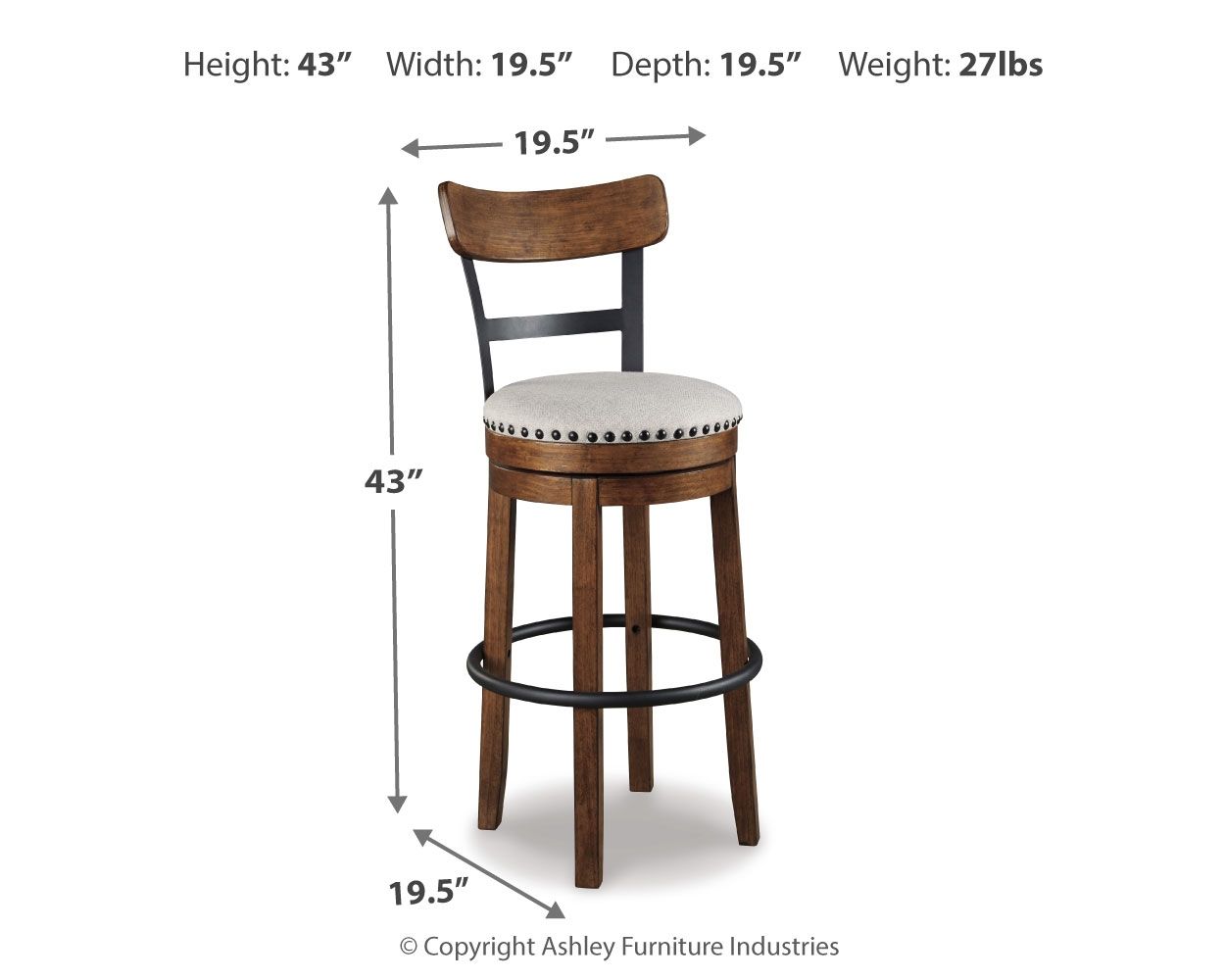 Valebeck - Tabouret de bar haut pivotant rembourré