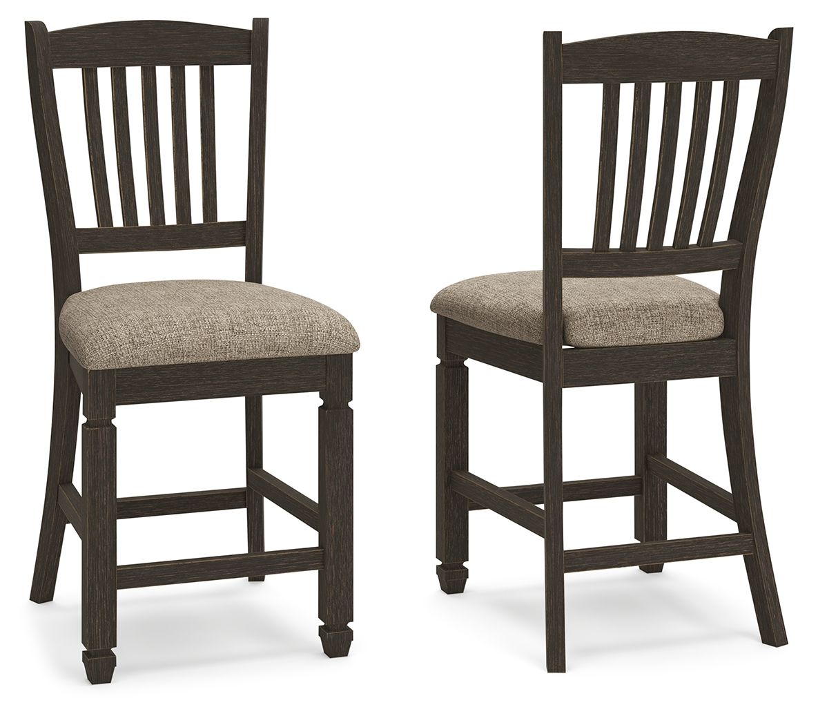Tyler Creek - Tabouret de bar rembourré (lot de 2) - Noir / Marron grisé