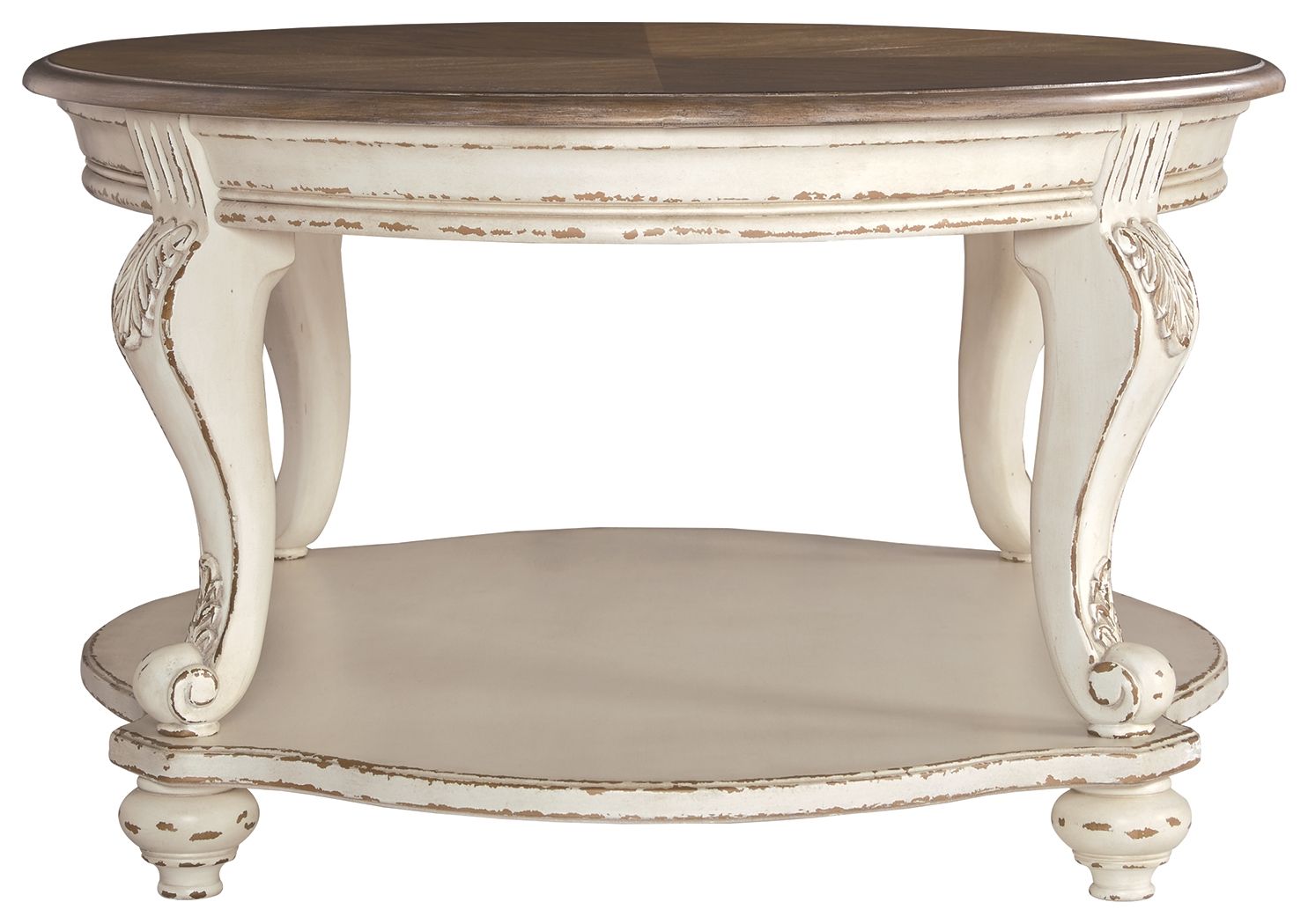 Realyn - Table basse ovale - Blanc / Marron