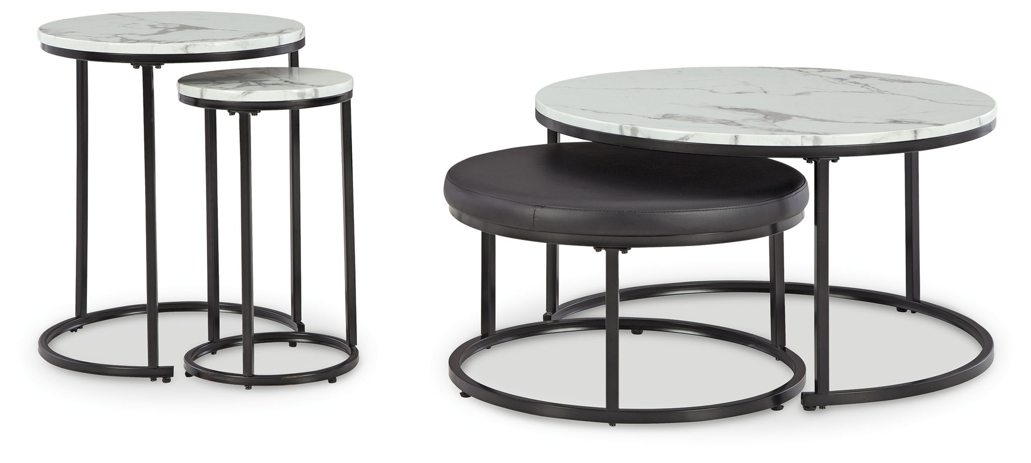 Jusmour - Tables gigognes occasionnelles (lot de 4) - Noir / Blanc