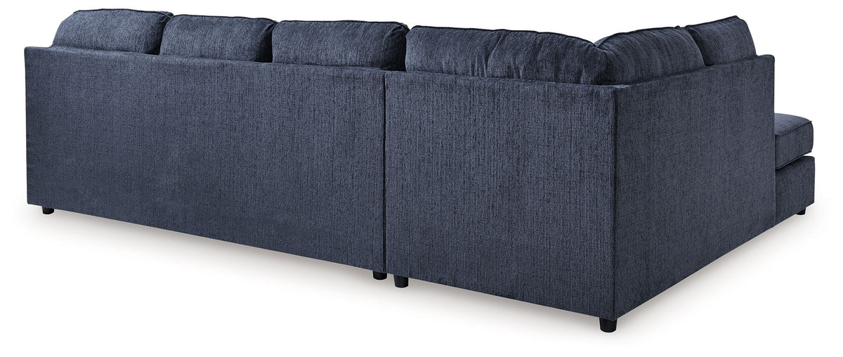 Albar Place - 3 Pc. - 2-Piece Sectional With Raf Sofa Chaise, Ottoman - Cobalt