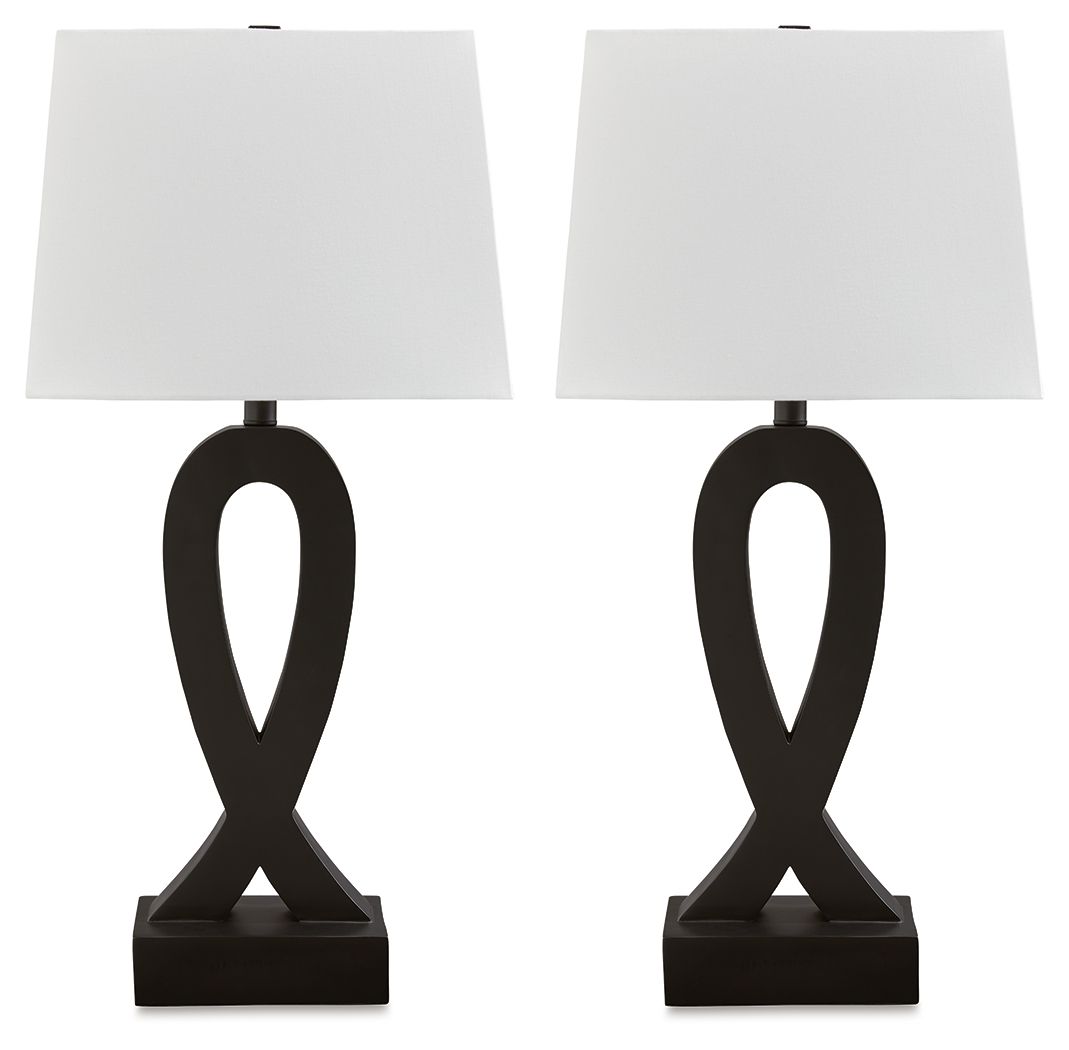 Markellton - Lampes de table Poly (lot de 2) - Noir