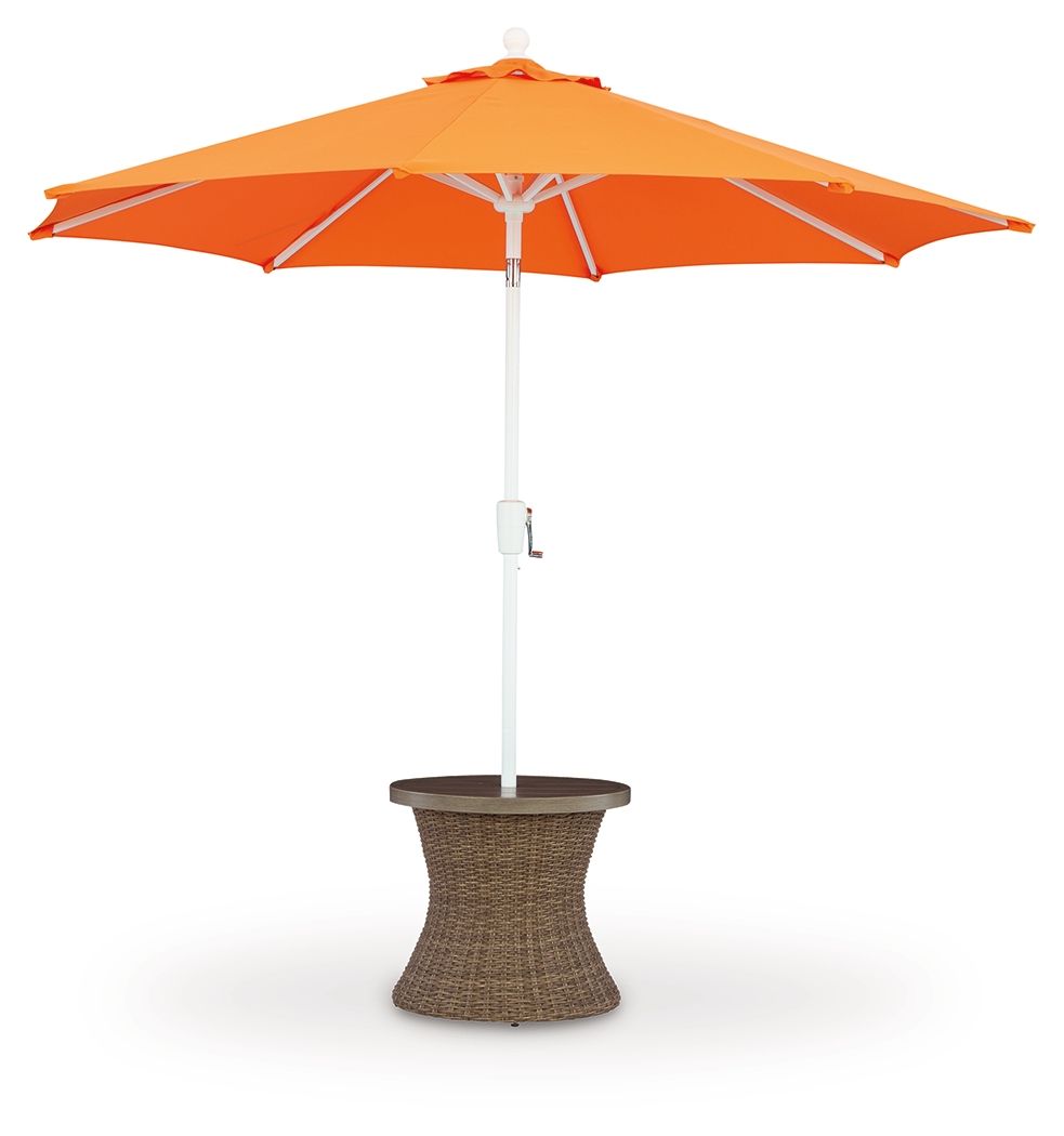 Laguna Heights - Table d'appoint ronde avec option parasol - Beige