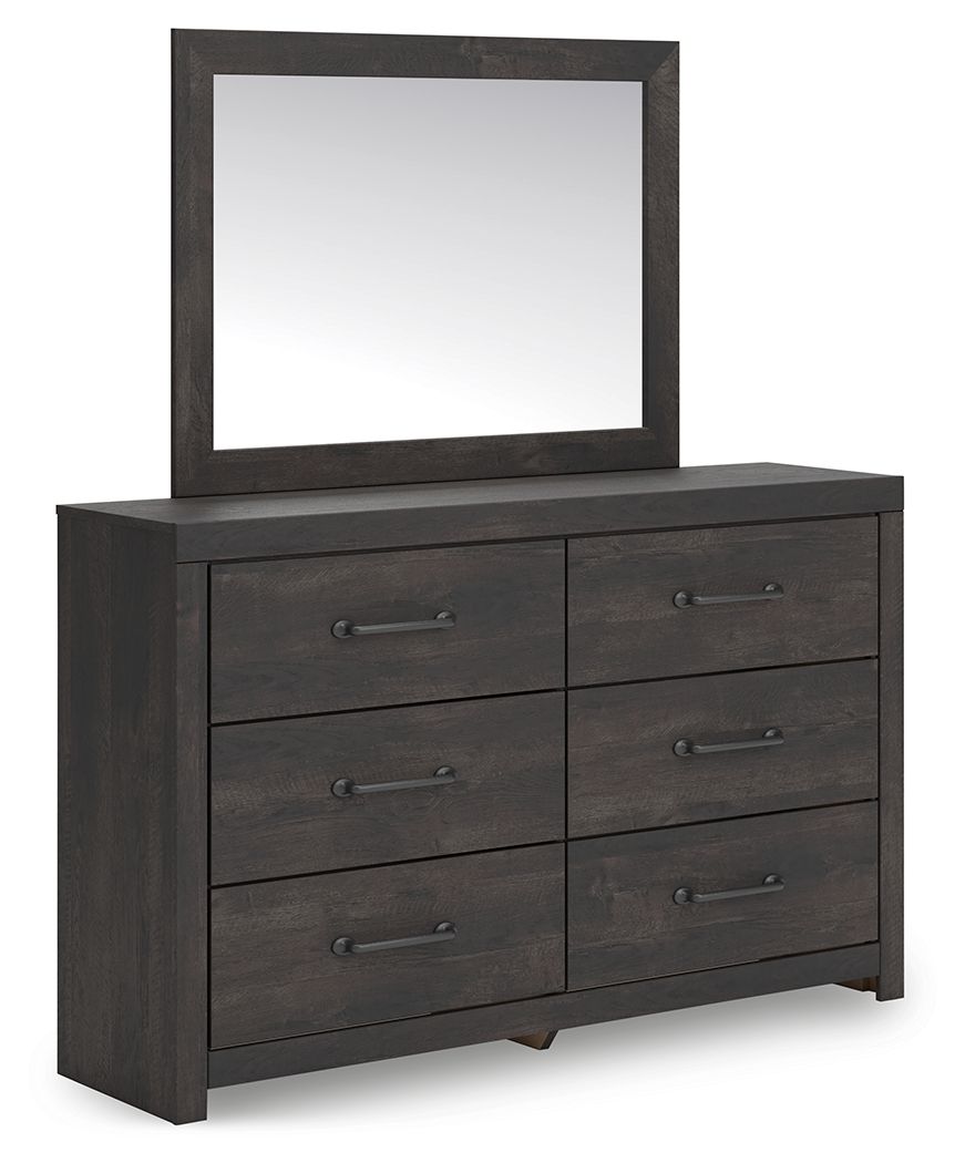 Hollivern - Commode et miroir - Gris foncé