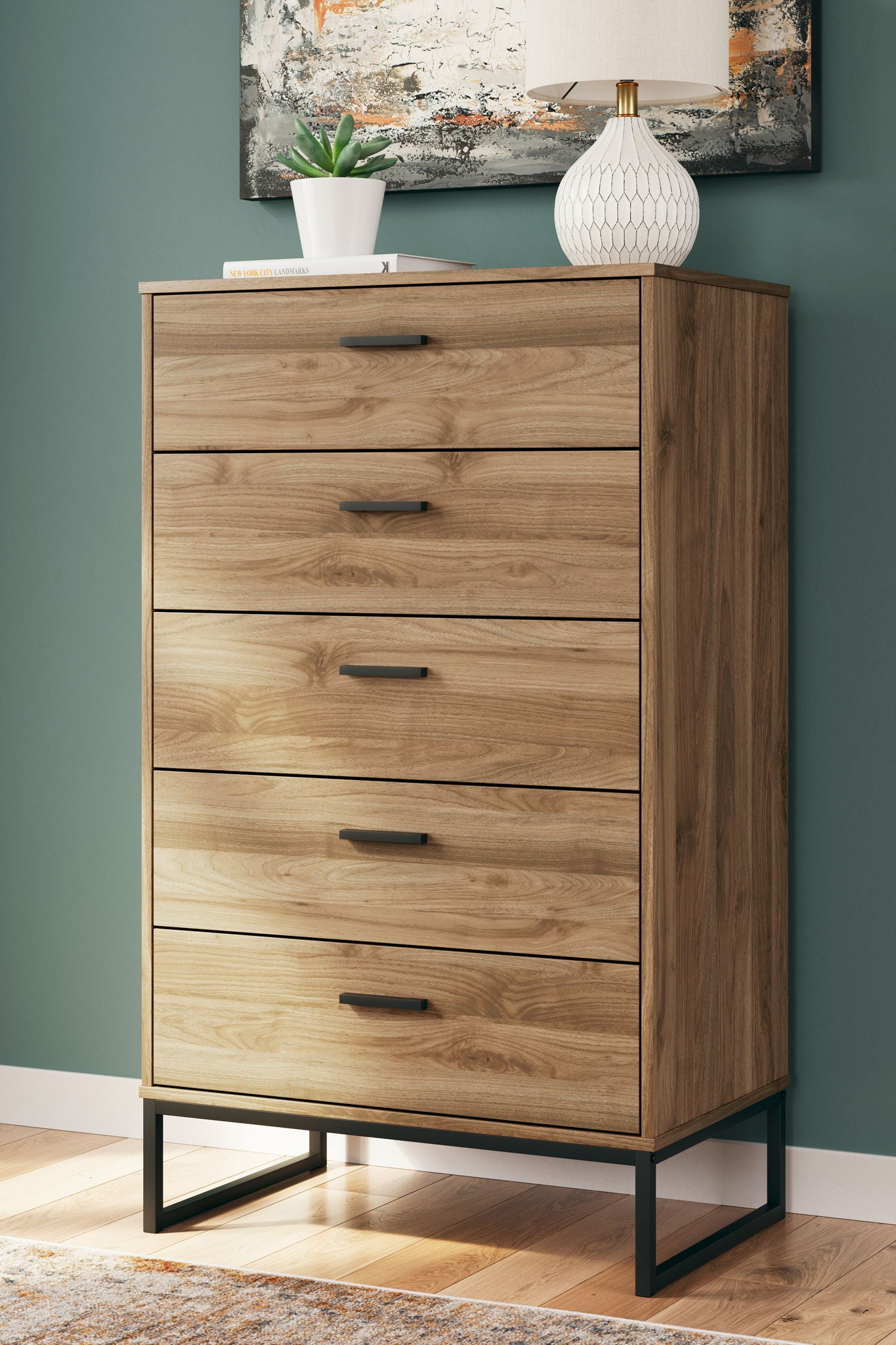 Deanlow - Commode cinq tiroirs - Miel
