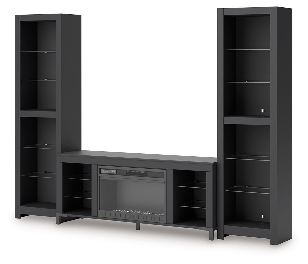 Cayberry - Meuble TV 3 pièces avec foyer électrique - Noir