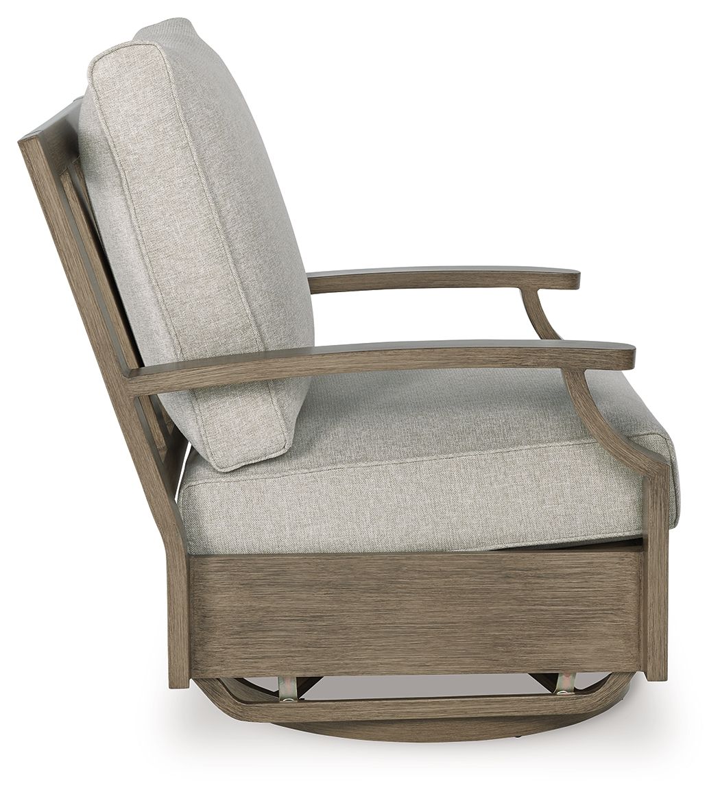 Fauteuil à bascule pivotant Rainier Ranch avec coussin – Brun/Beige