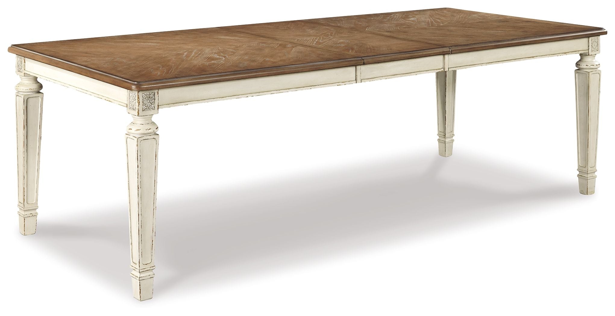 Realyn - Table à manger extensible rectangulaire - Blanc écaillé