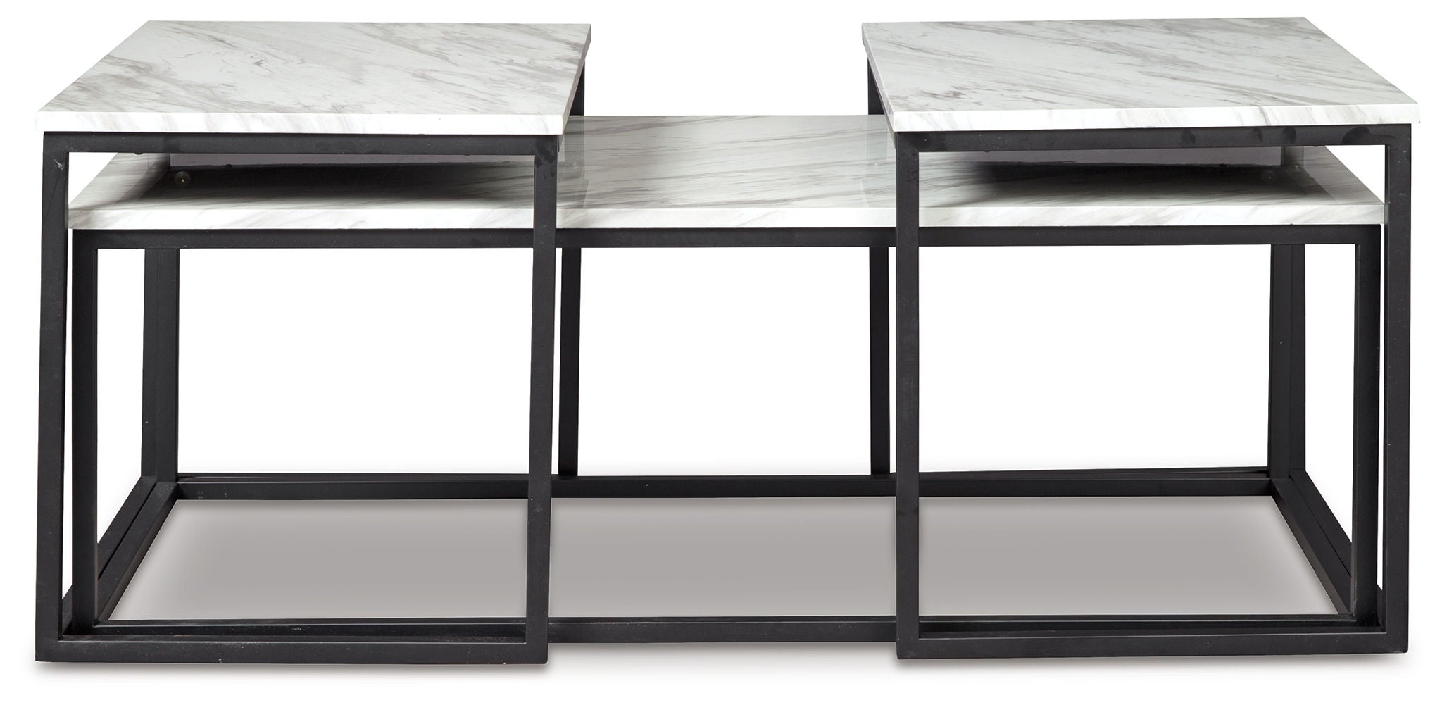 Donnesta - Tables d'appoint (Lot de 3) - Gris / Noir