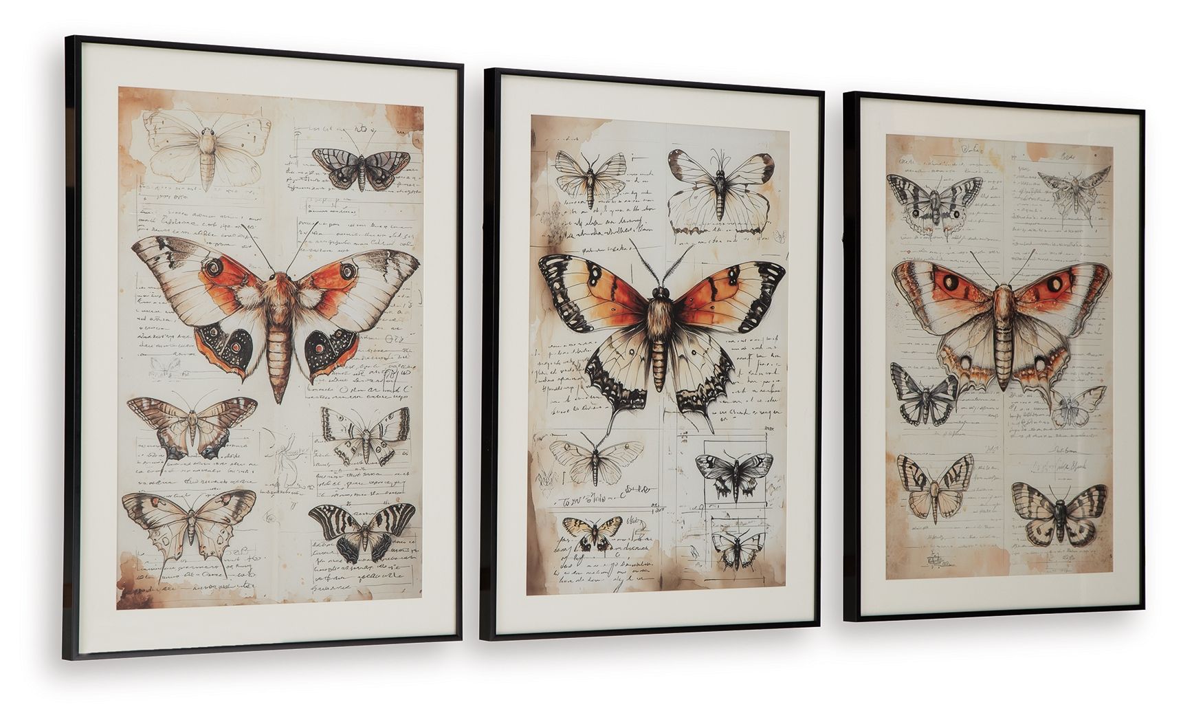 Jossletts - Set d'art mural (lot de 3) - Orange / Noir / Ivoire