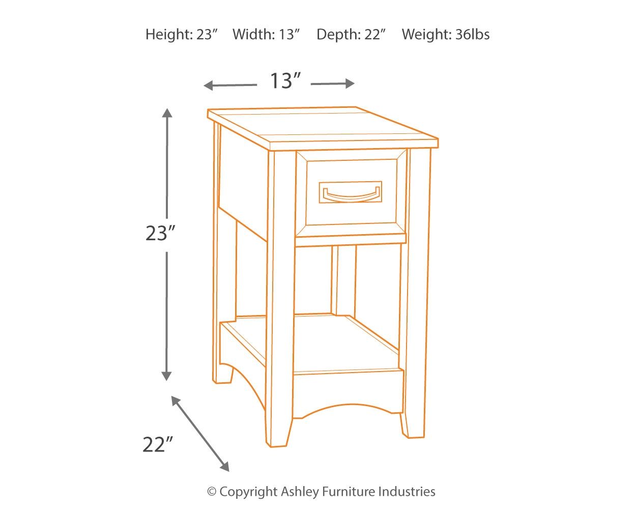 Breegin - Table d'appoint avec tiroir - Marron