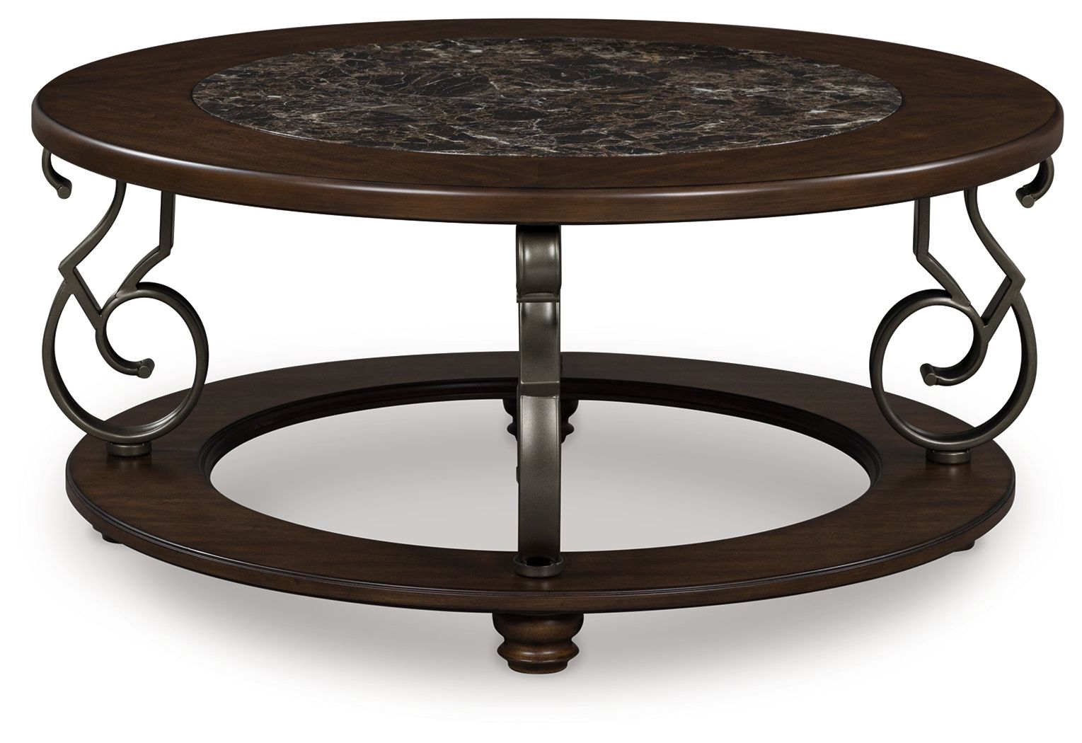 Frallyn - Table Basse Ronde - Marron Foncé