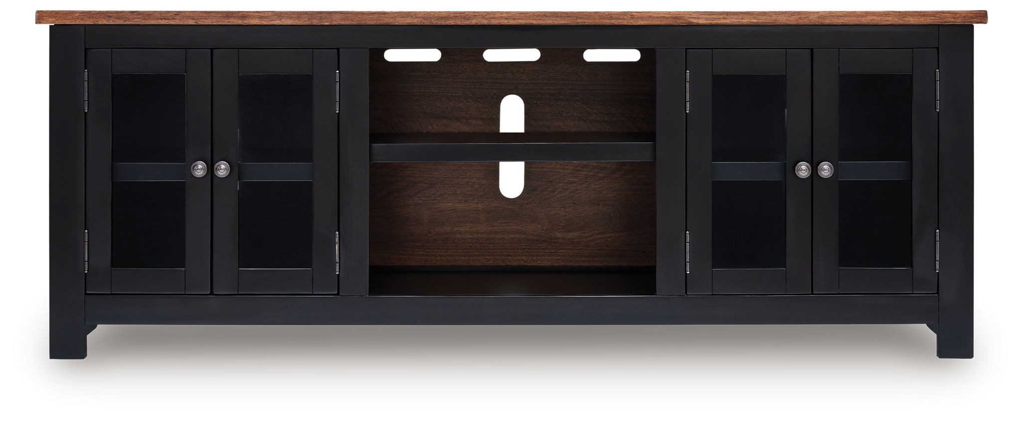 Wildenauer - Meuble TV XL avec option foyer - Marron / Noir